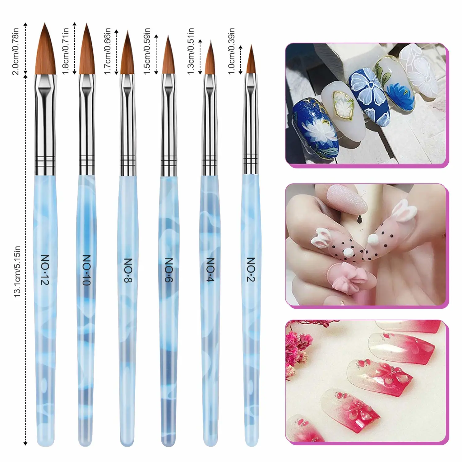 TOROKOM 19Pcs Nail Art Brushes Set, Nail Art Tool for Acrylic Application, Incl Nail Dotting Pens, Nail Dust Brush, Extension Gel Brush for Home Use and Professional Nail Salon