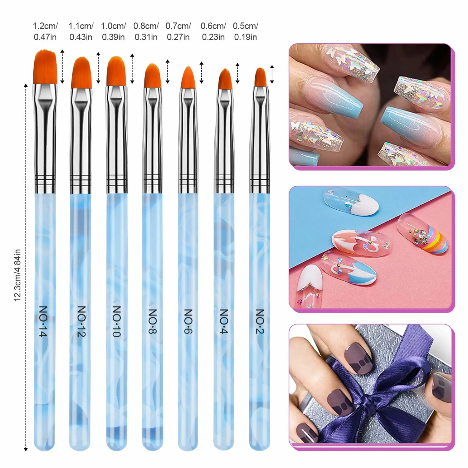 TOROKOM 19Pcs Nail Art Brushes Set, Nail Art Tool for Acrylic Application, Incl Nail Dotting Pens, Nail Dust Brush, Extension Gel Brush for Home Use and Professional Nail Salon