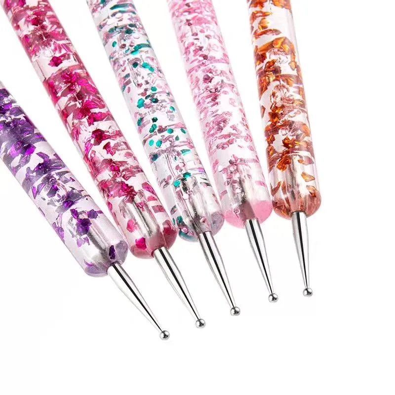 10 Pcs Nail Dotting Tools Set, 5 Pcs Double-end Nail Dotting Pen and 5 Pcs Nail Art Painting Brushes