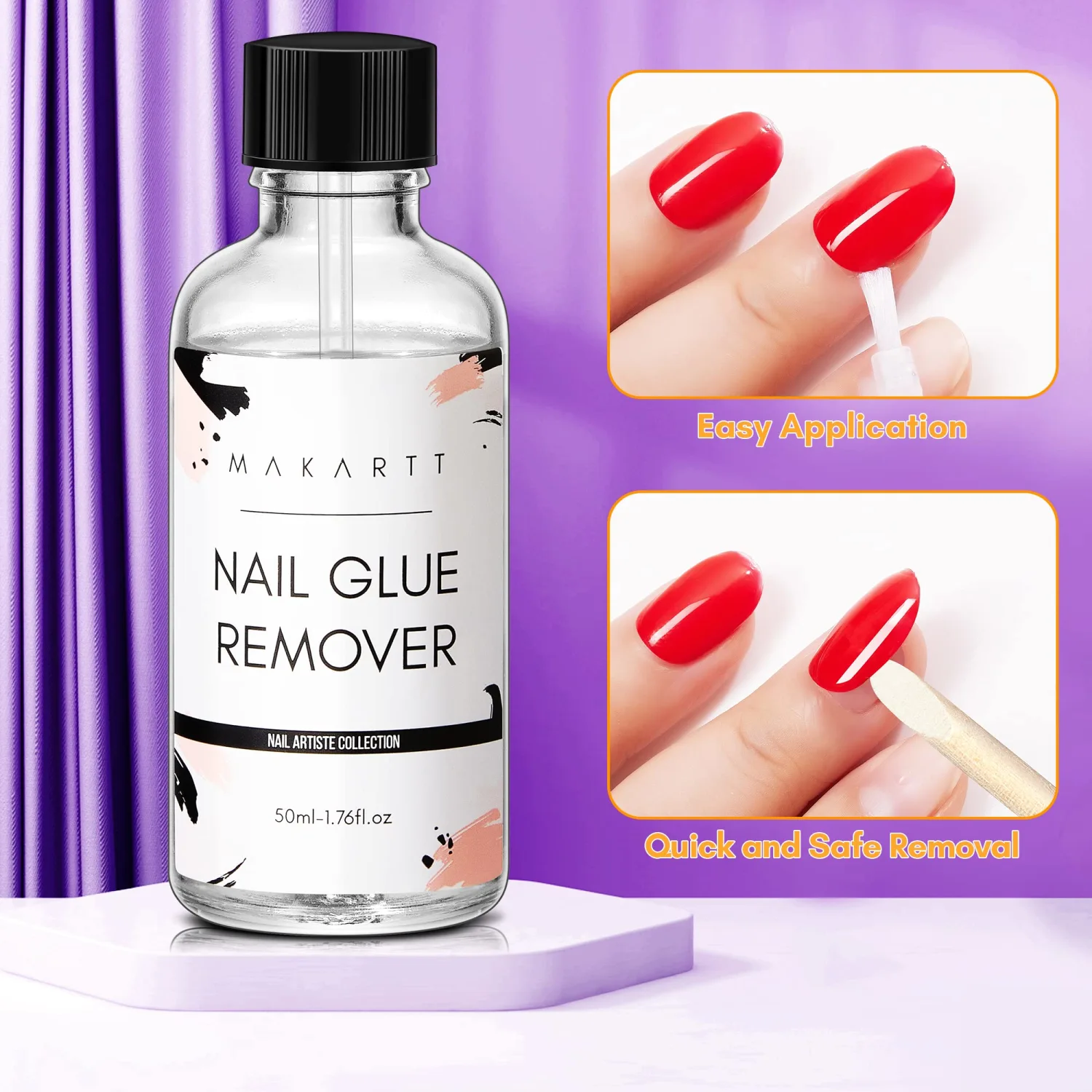 Makartt Nail Glue Remover: for Acrylics Press Ons - 50ML Debonder Without Acetone, Can't Remove Gel Polish