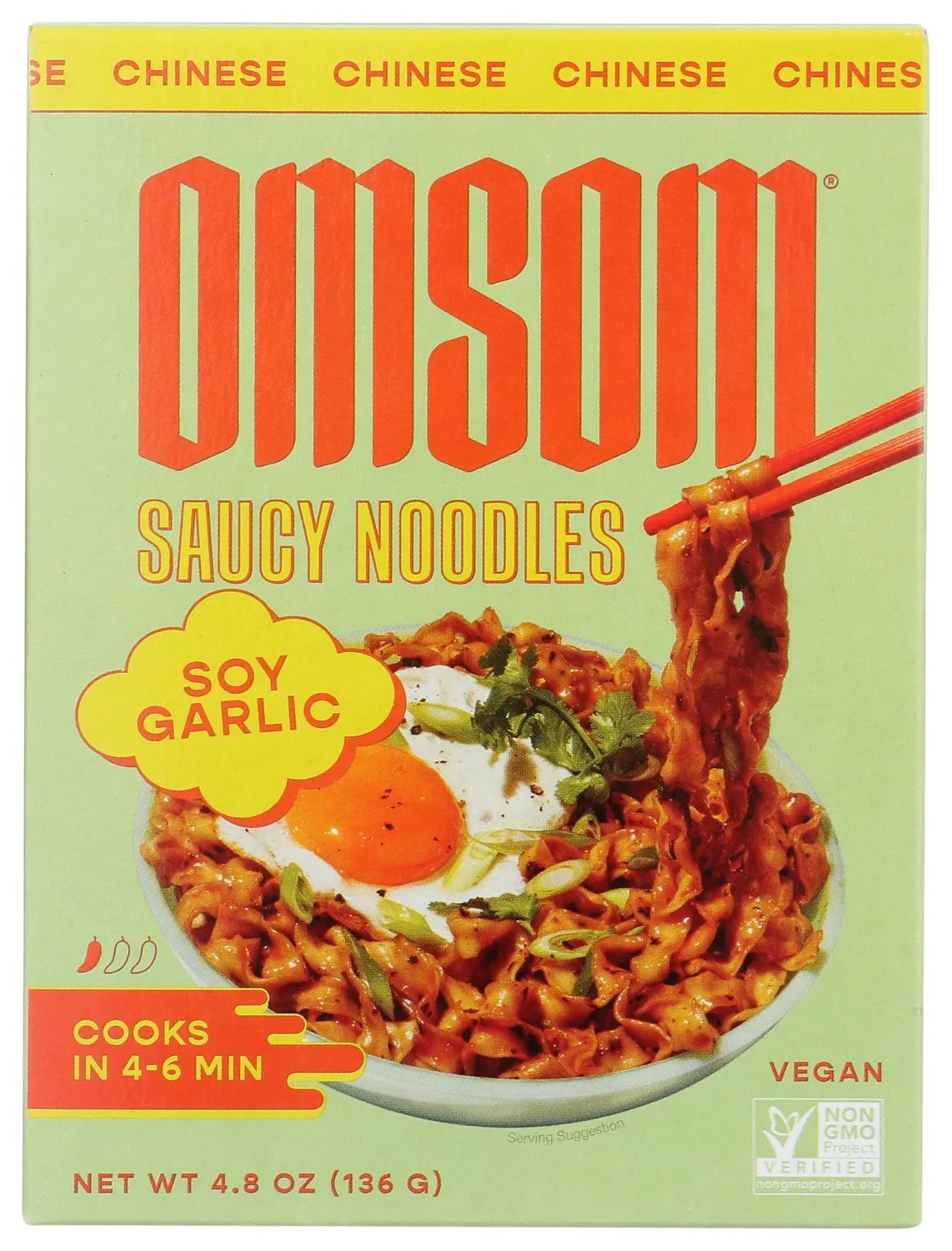 Omsom Soy Garlic Saucy Noodles, 4.8 OZ