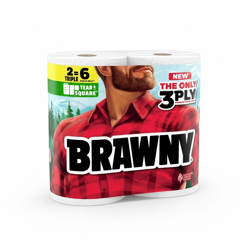 Brawny Tear-A-Square 3-Ply Paper Towels, 2 Triple Rolls = 6 Regular Rolls, Strong, Absorbent, and Durable with 3 Sheet Sizes (Quarter, Half, Full)