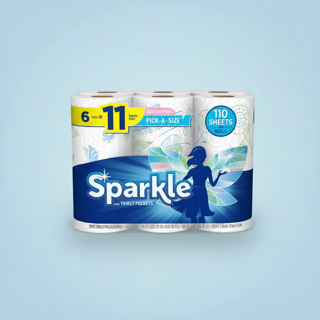Sparkle Paper Towels, Spirited Prints, Pick-a-Size, 6 Count of 110 Sheets Per Roll, 110 Sheets (Pack of 6)