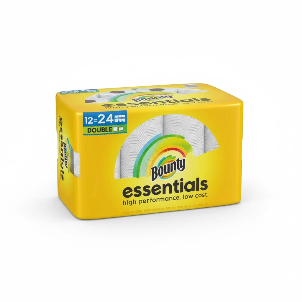 Bounty Essentials Select-A-Size Paper Towels, 12 Double Rolls, White, 108 Sheets Per Roll