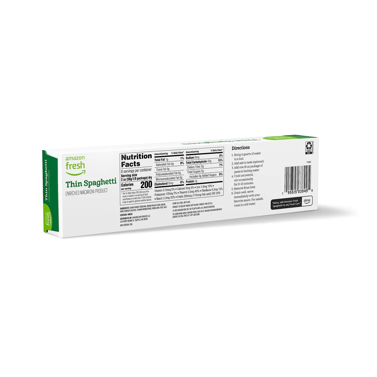 Amazon Fresh, Thin Spaghetti Pasta, 16 Oz