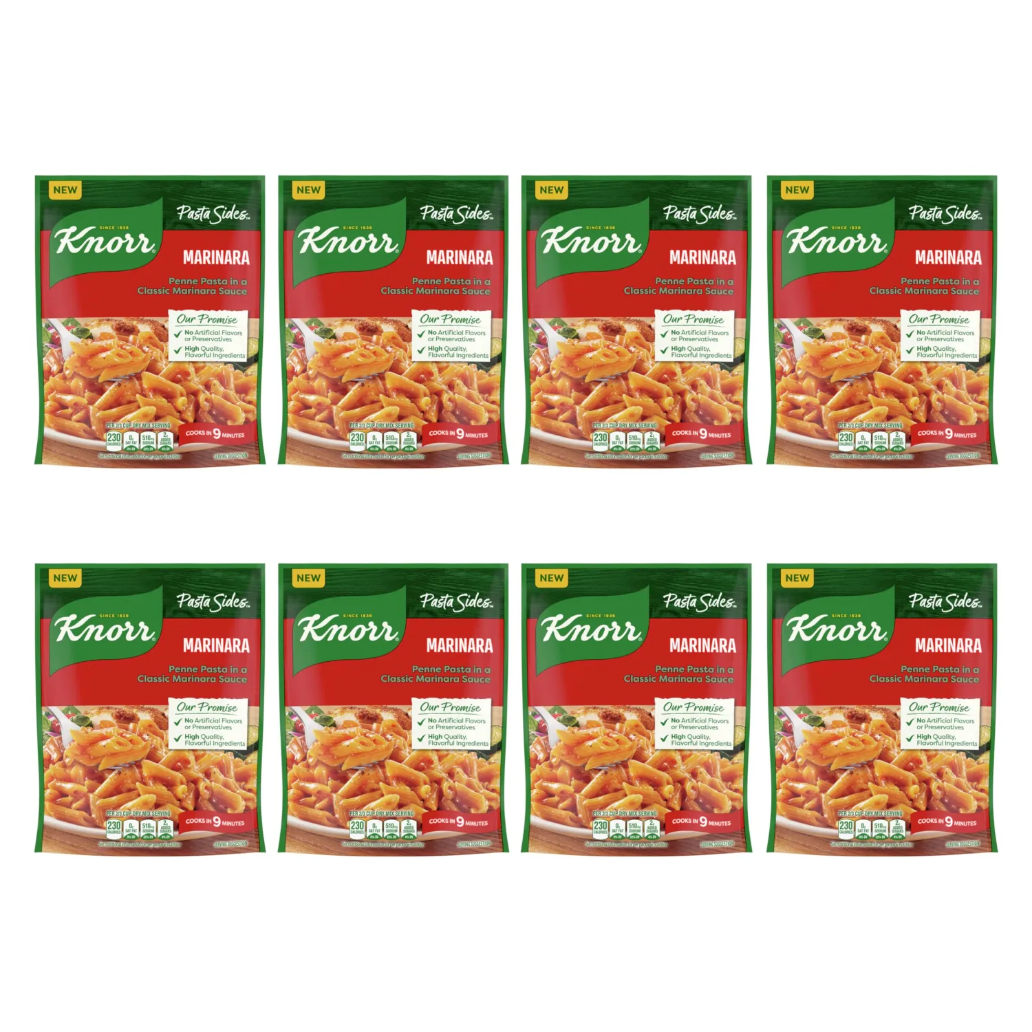 Knorr Pasta Sides Marinara Pasta 8 ct for a Delicious + Quick Side Dish, with No Artificial Flavors or Preservatives, 4.4 oz