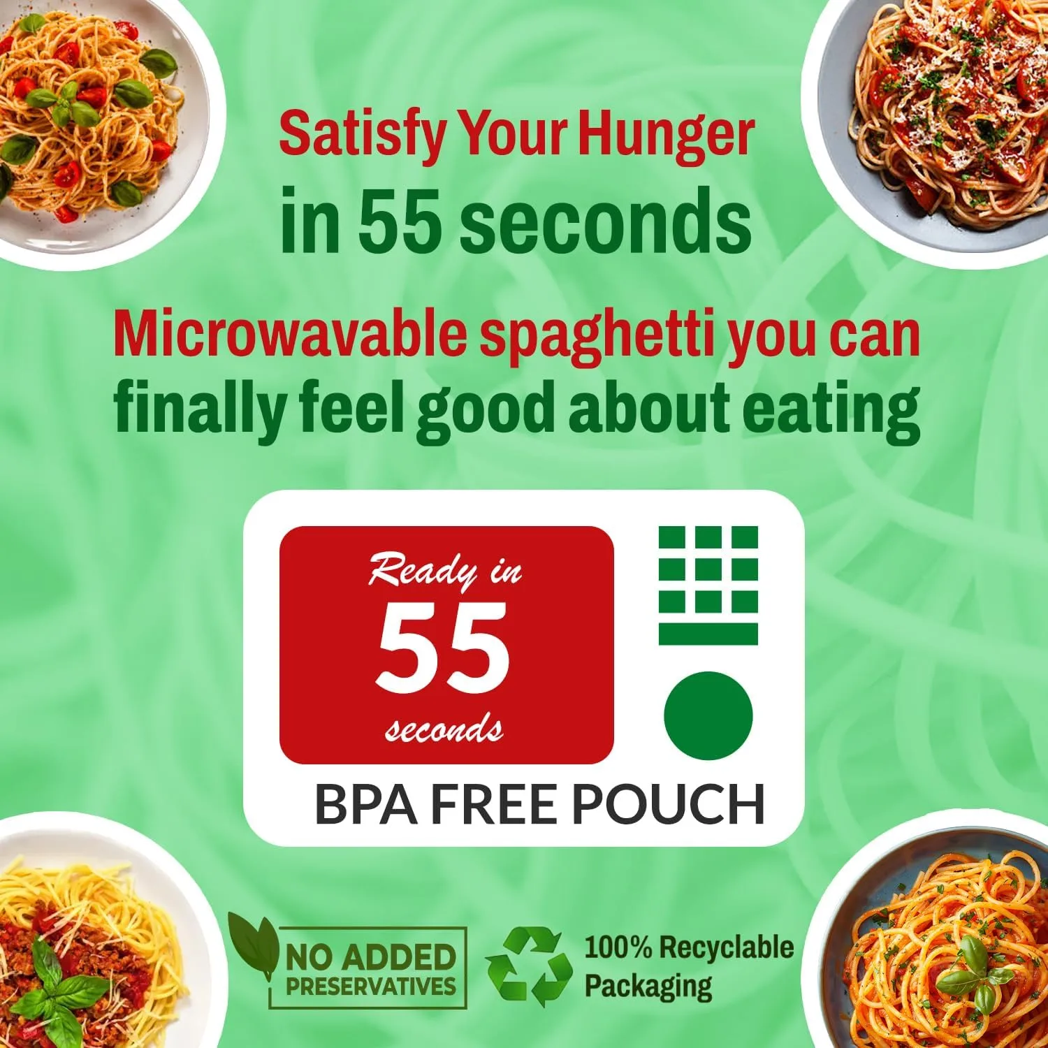 Pasta Zing Spaghetti Pasta Made with 100% Italian Durum Wheat | Ready to Eat Meals in 55 seconds | Fully Cooked, Microwave Meals, Ready Pasta for Dinner, Easy Dinner Sides | (Pack of 7, 7.05 Ounce)