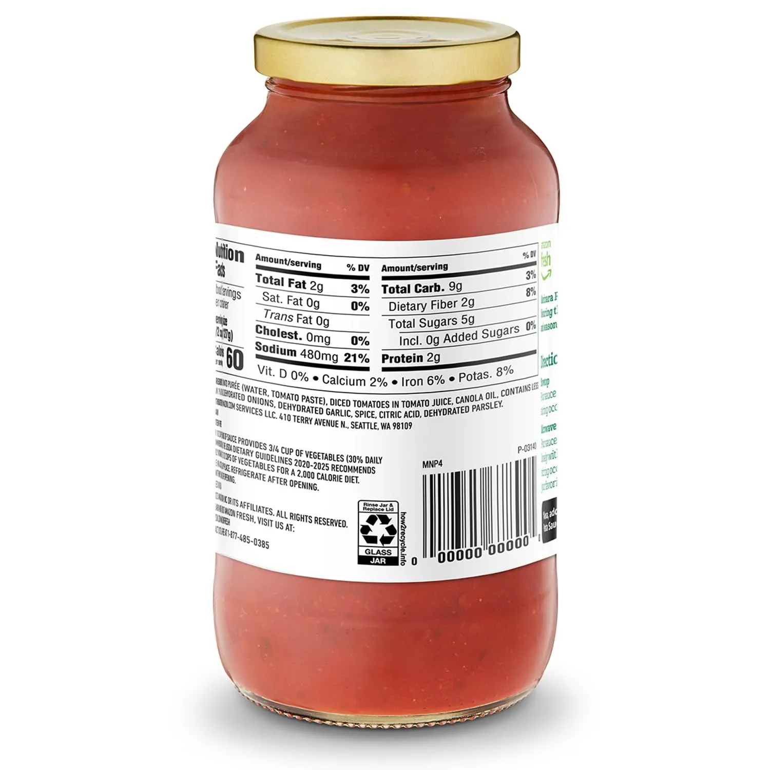 Amazon Fresh, Marinara Pasta Sauce, 23 Oz