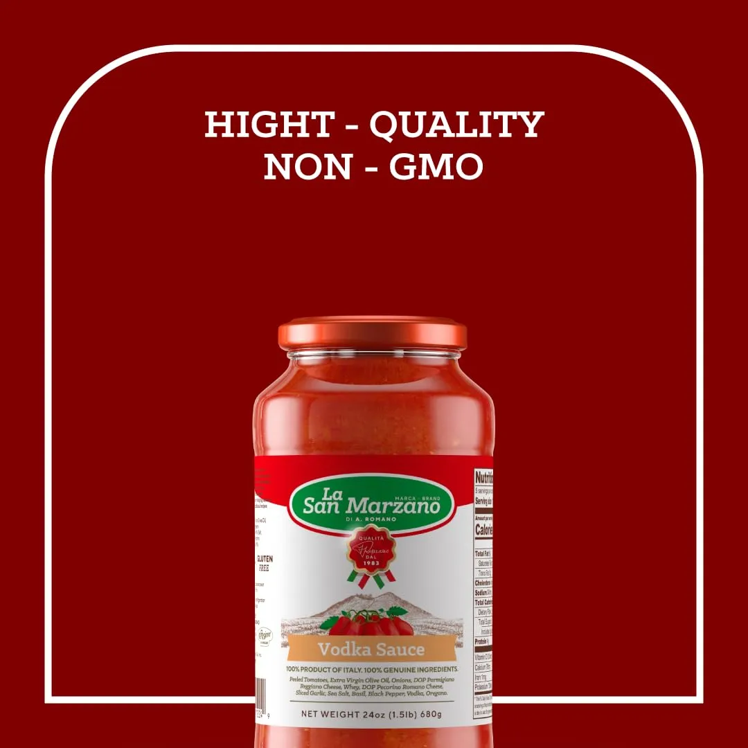 La San Marzano - Vodka Sauce - Pasta Sauce with 100% Italian Tomatoes Made in Italy - Peeled Tomatoes with Fresh and Natural Ingredients Gluten Free, Kosher 24 Ounce Jar