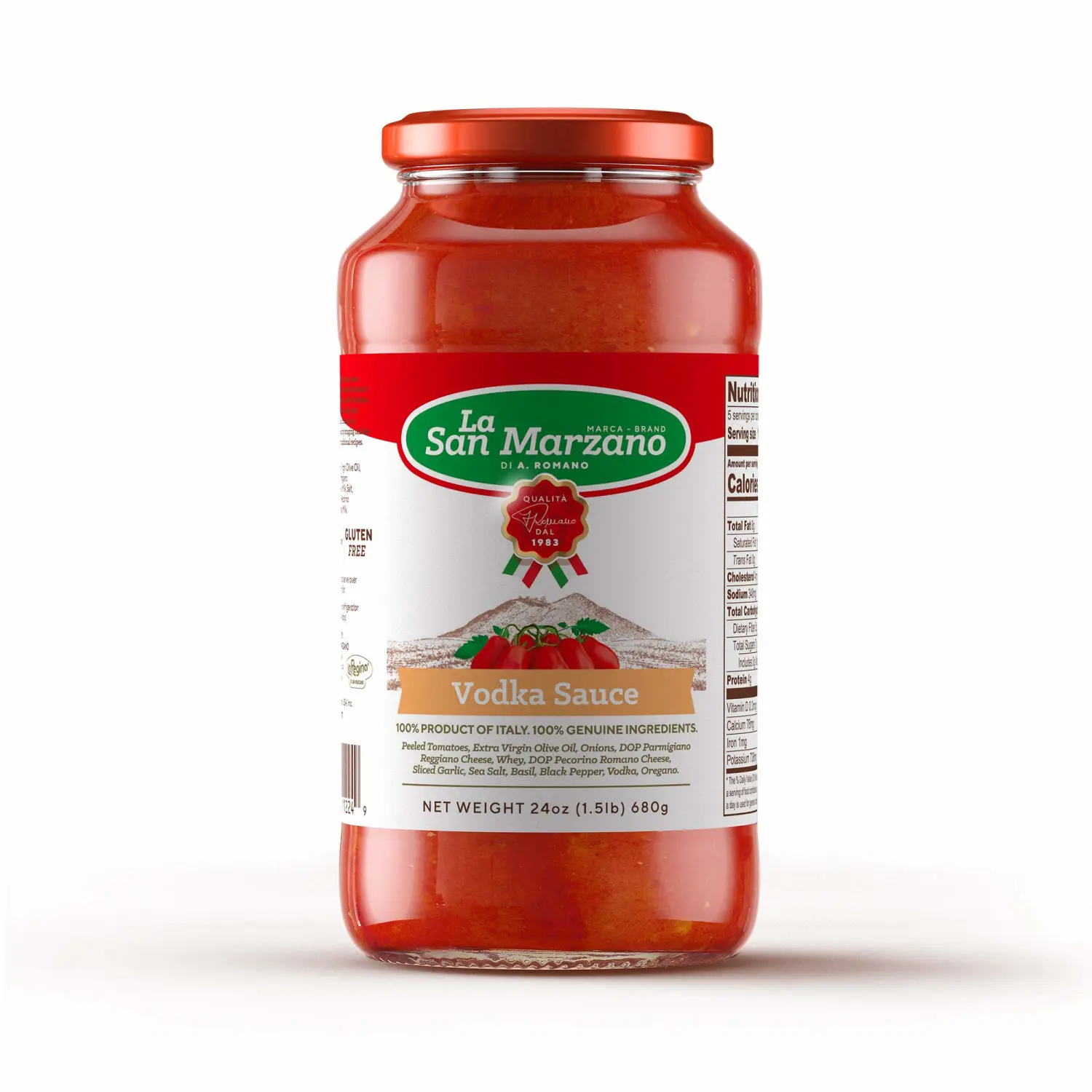 La San Marzano - Vodka Sauce - Pasta Sauce with 100% Italian Tomatoes Made in Italy - Peeled Tomatoes with Fresh and Natural Ingredients Gluten Free, Kosher 24 Ounce Jar