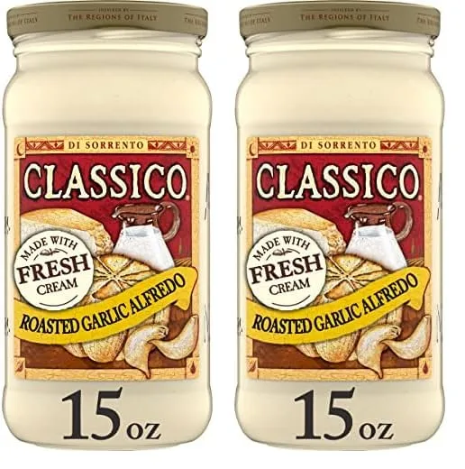 Classico Roasted Garlic Alfredo Pasta Sauce (15 oz Jar) (Pack of 2)