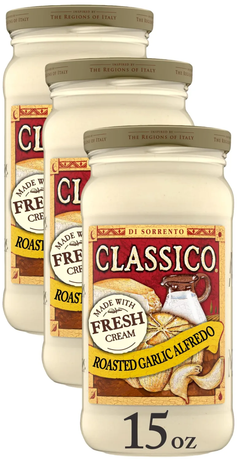 Classico Roasted Garlic Alfredo Pasta Sauce (15 oz Jar) (Pack of 3)