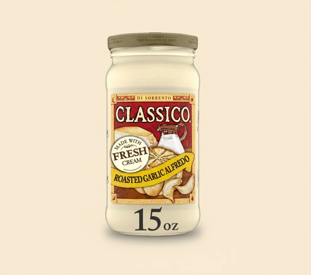 Classico Roasted Garlic Alfredo Pasta Sauce (15 oz Jar) (Pack of 4)