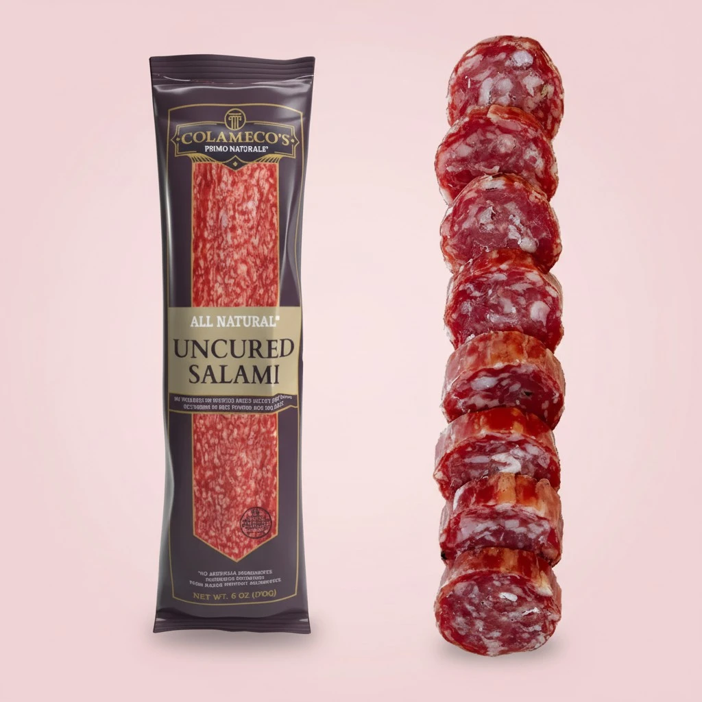 COLAMECO'S All Natural Uncured Original Salami Chub - Authentic Italian Flavor, Humanely Raised - Dairy-Free Uncured Salami - 6 oz