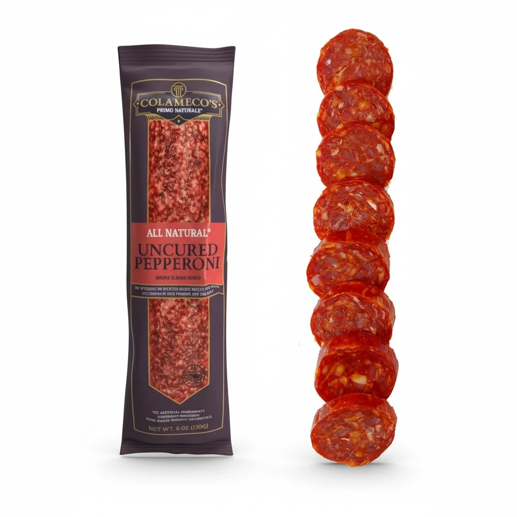 COLAMECO'S All Natural Uncured Pepperoni Chub - Classic Italian Flavor, Humanely Raised - Gluten-Free, Dairy-Free Uncured Pepperoni - 6 oz