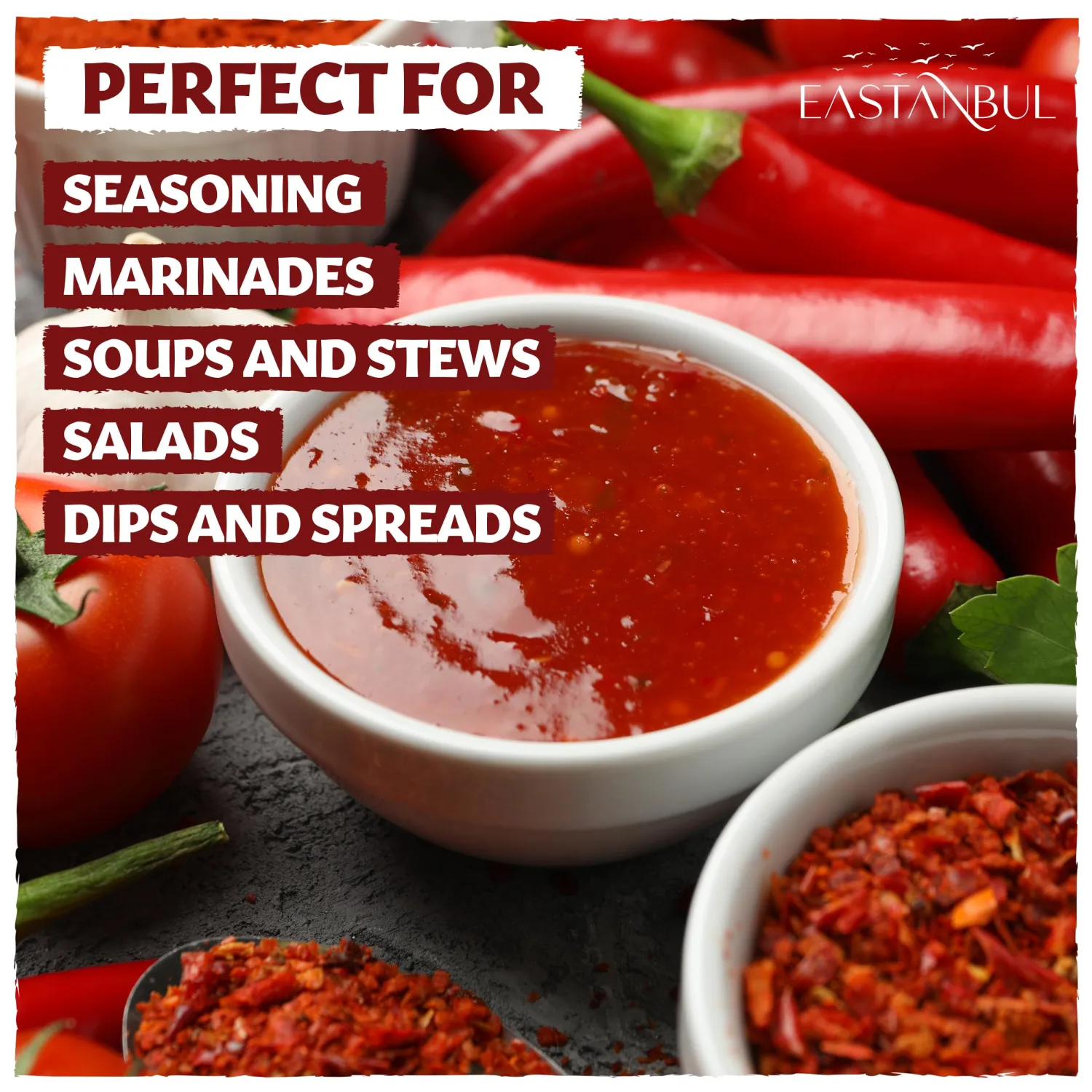 Eastanbul Aleppo Pepper, 5.3oz, Aleppo Pepper Flakes, Ground from Turkey, Pul Biber for Mediterranean & Middle Eastern Dishes, Crushed Turkish Red Biber Flakes, Delicious Chili, Vegan, Gluten Free