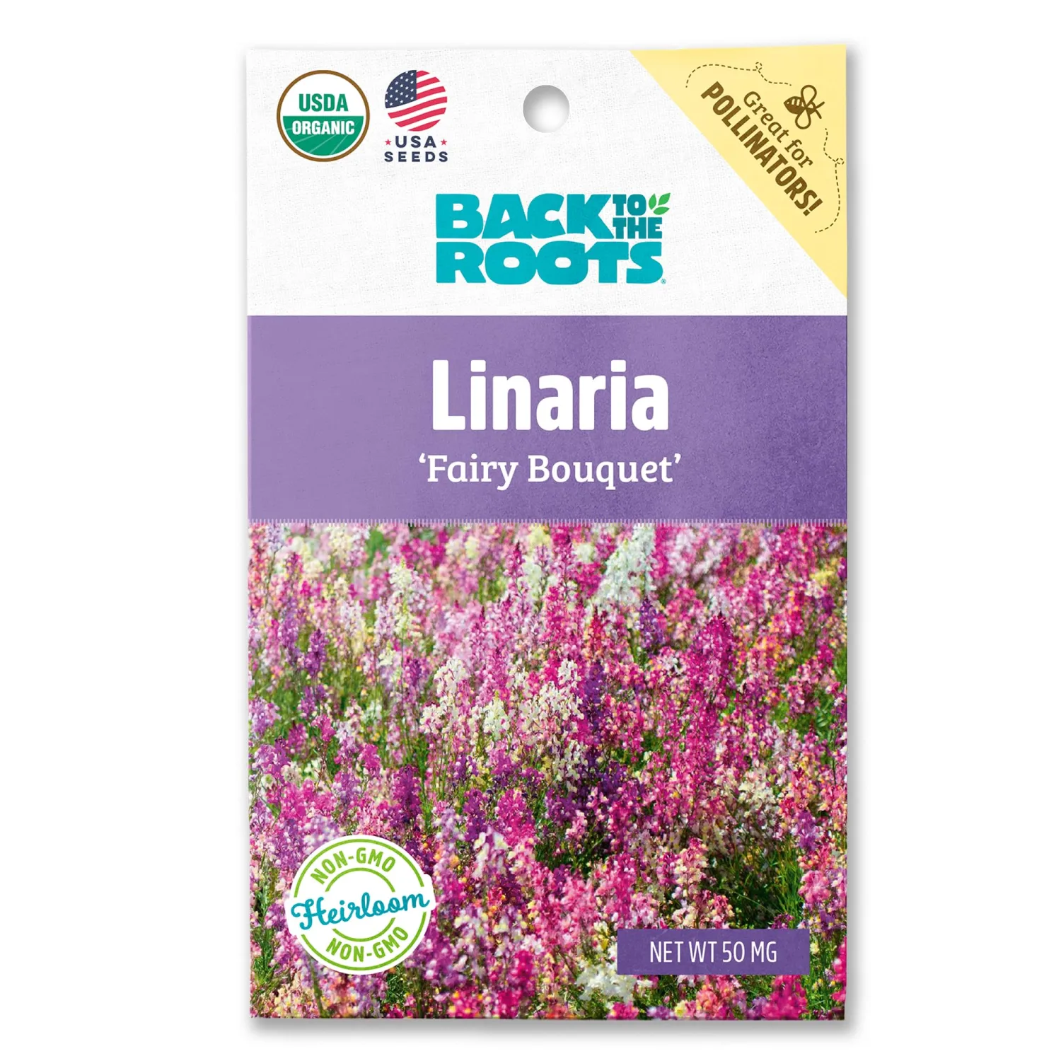 Back to the Roots - 100% Organic Seed Packet - Linaria 'Fairy Bouquet' 50mg