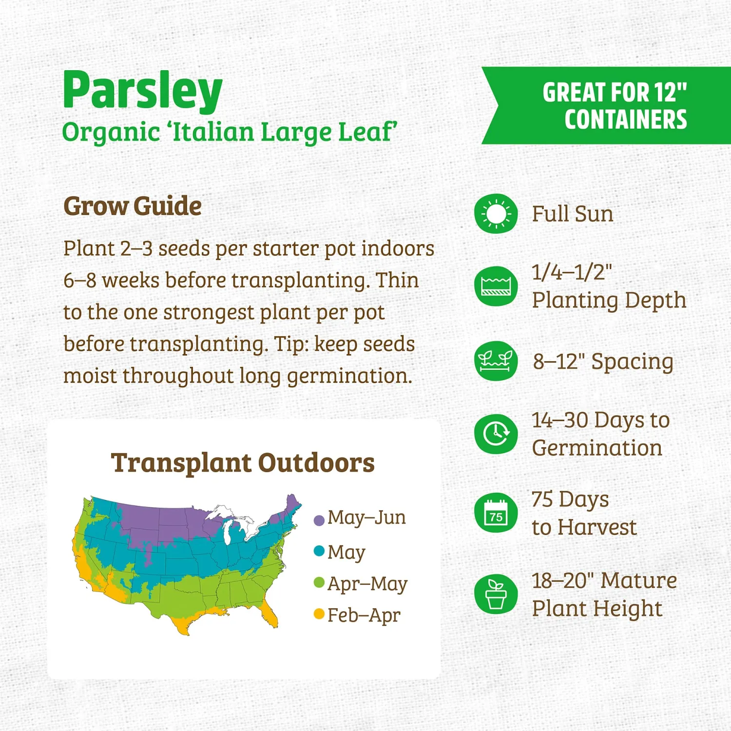 Seed Packet - Parsley 'Italian Large Leaf' 420mg
