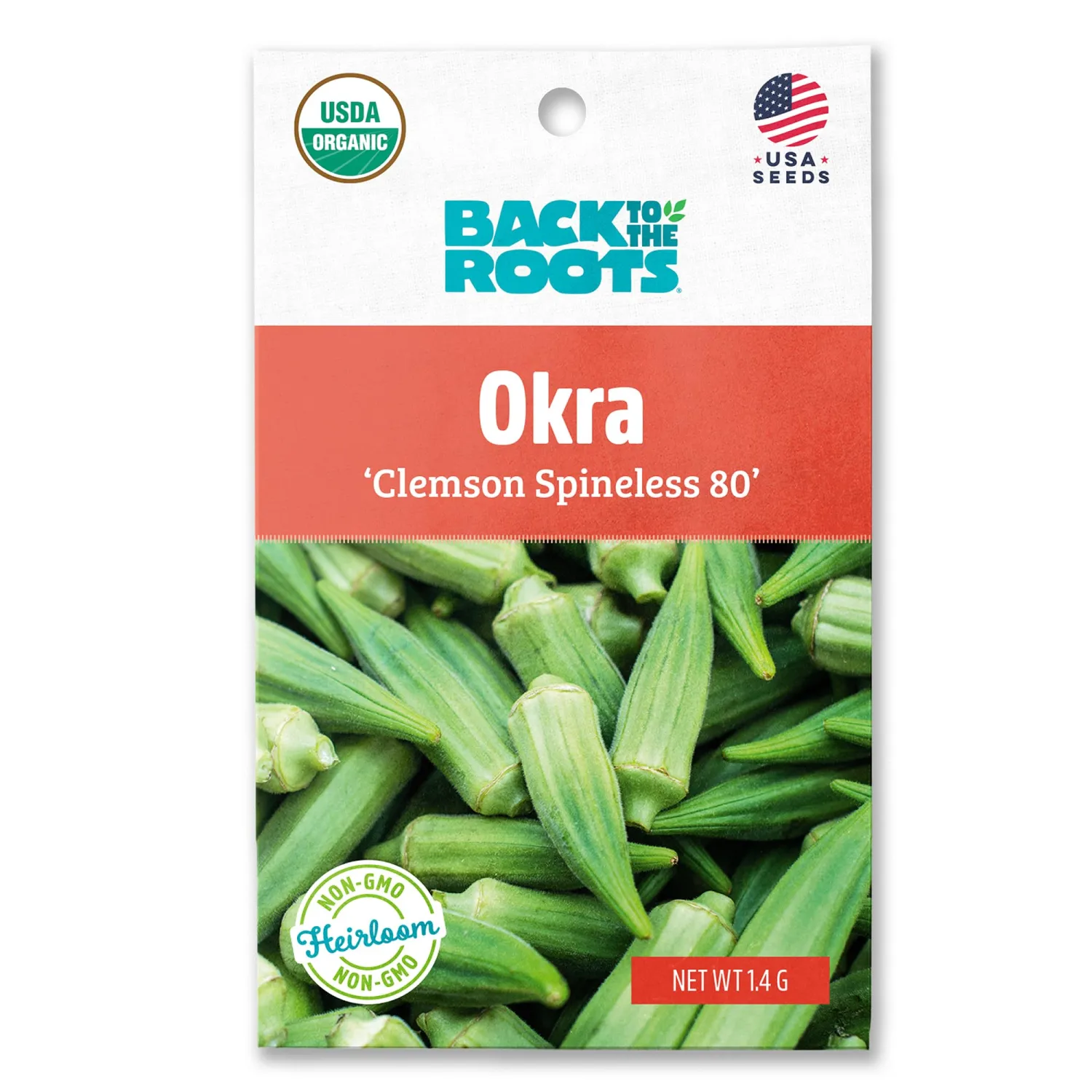 Seed Packet - Okra 'Clemson Spineless 80' 1.4g