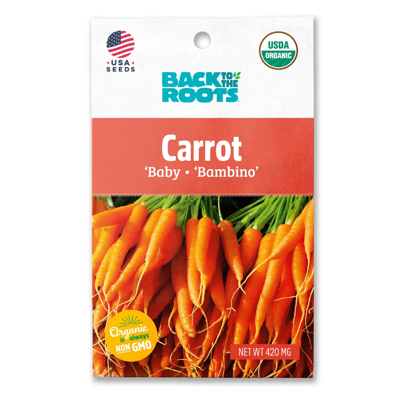Back to the Roots - 100% Organic Seed Packet - Carrot 'Bambino' 420mg