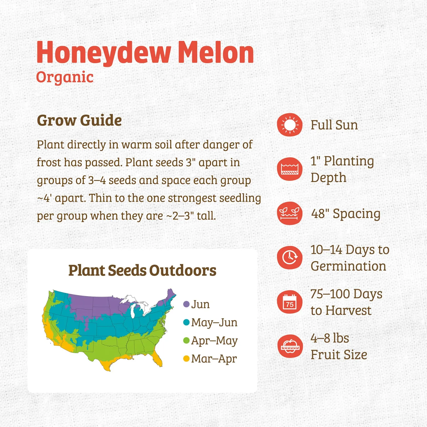 Seed Packet - Honeydew Melon 'Green Flesh' 800mg
