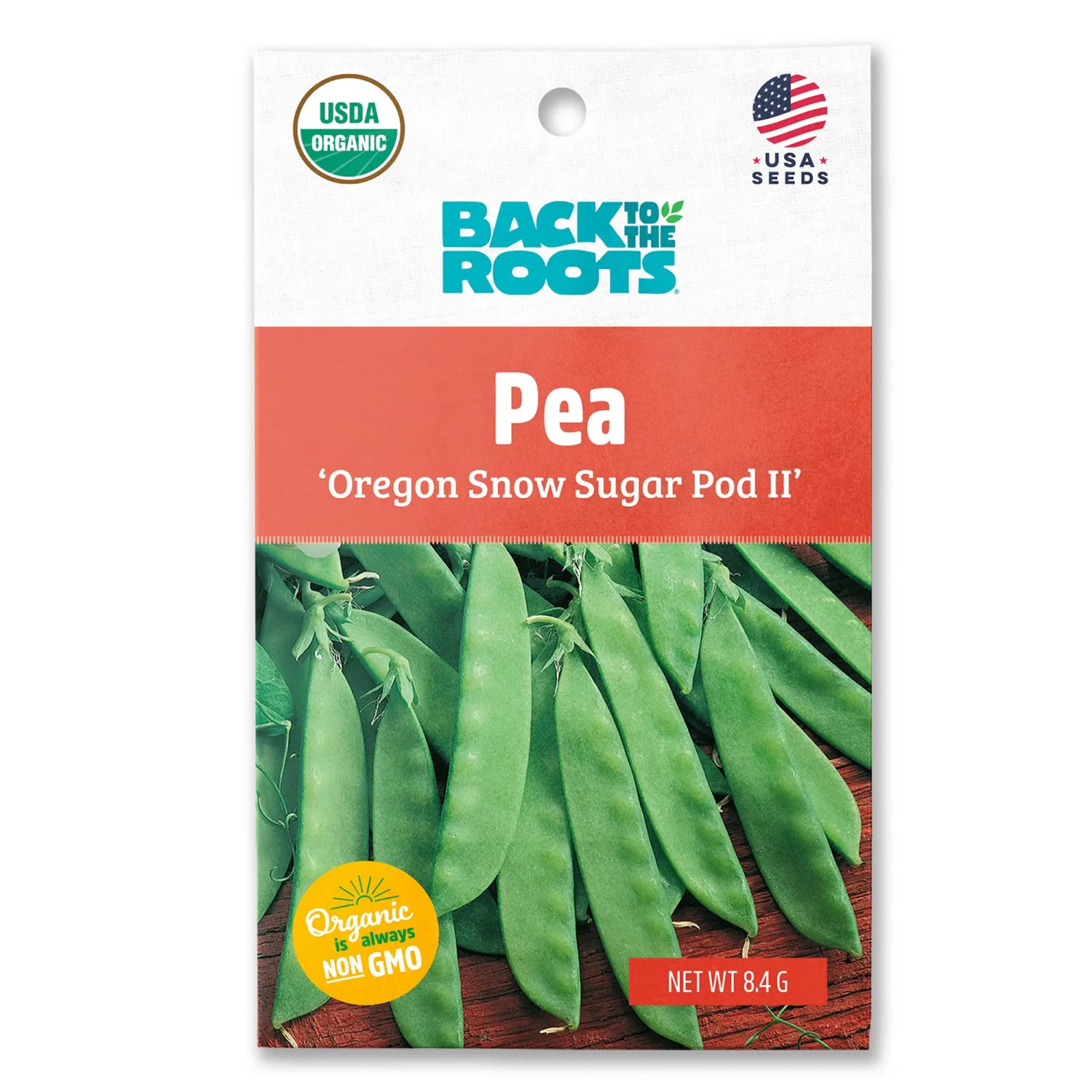 Back to the Roots - 100% Organic Seed Packet - Pea 'Oregon Snow Sugar Pod II' 8.4g
