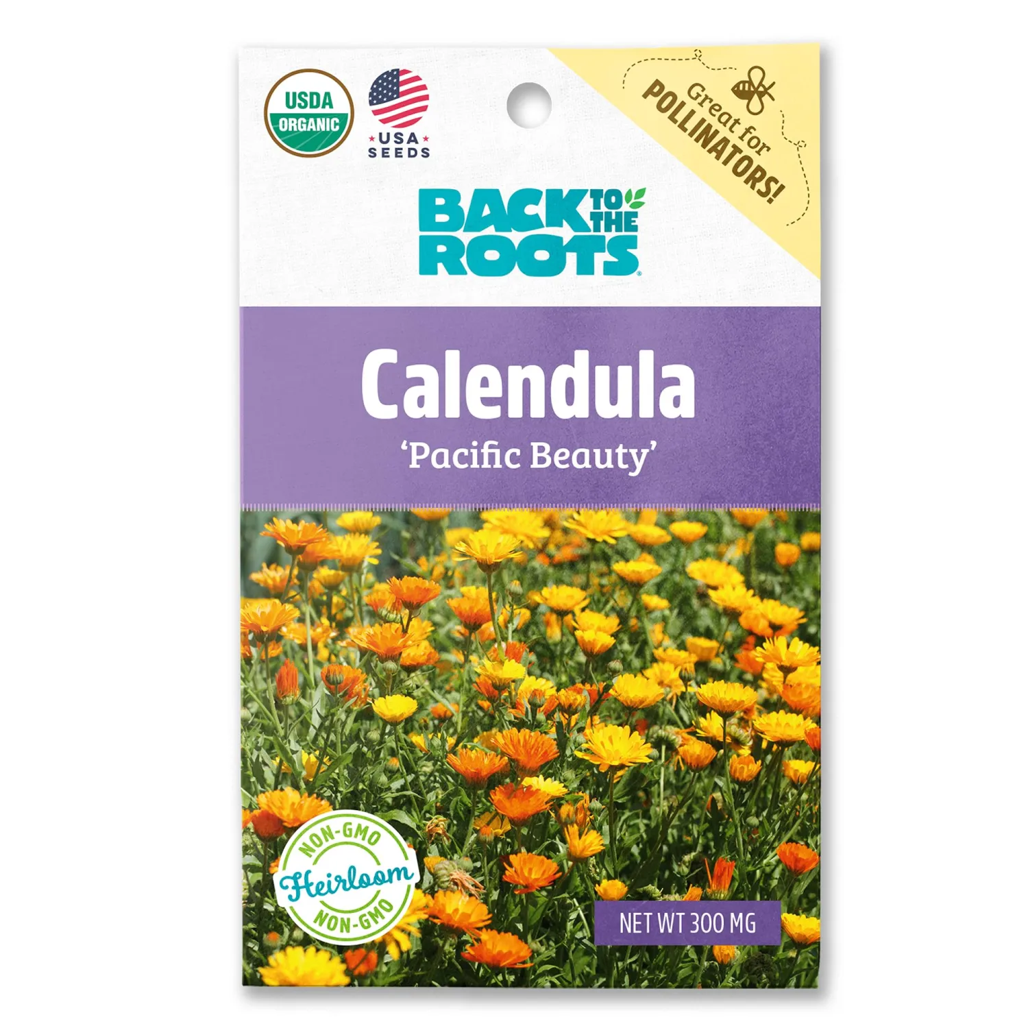 Back to the Roots - 100% Organic Seed Packet - Calendula 'Pacific Beauty' 300mg