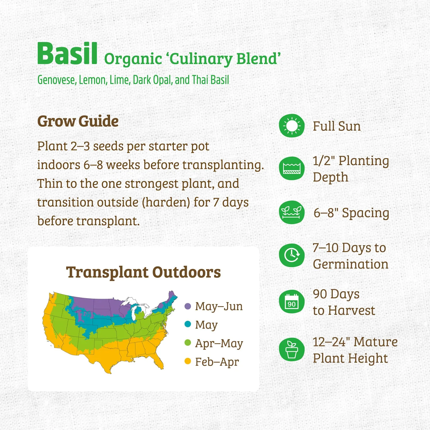 Seed Packet - Basil 'Culinary Blend' 300mg
