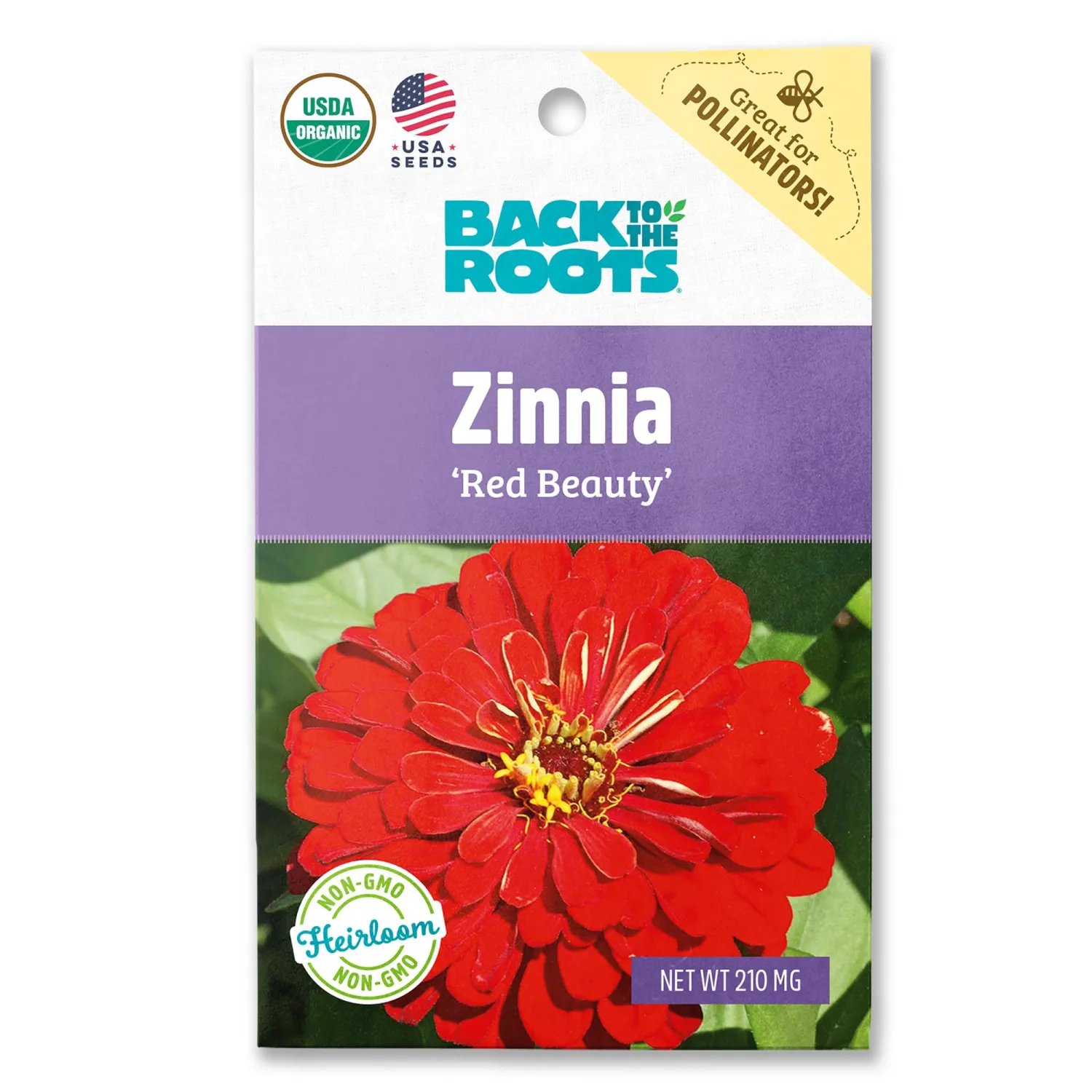 Back to the Roots - 100% Organic Seed Packet - Zinnia 'Red Beauty' 210mg