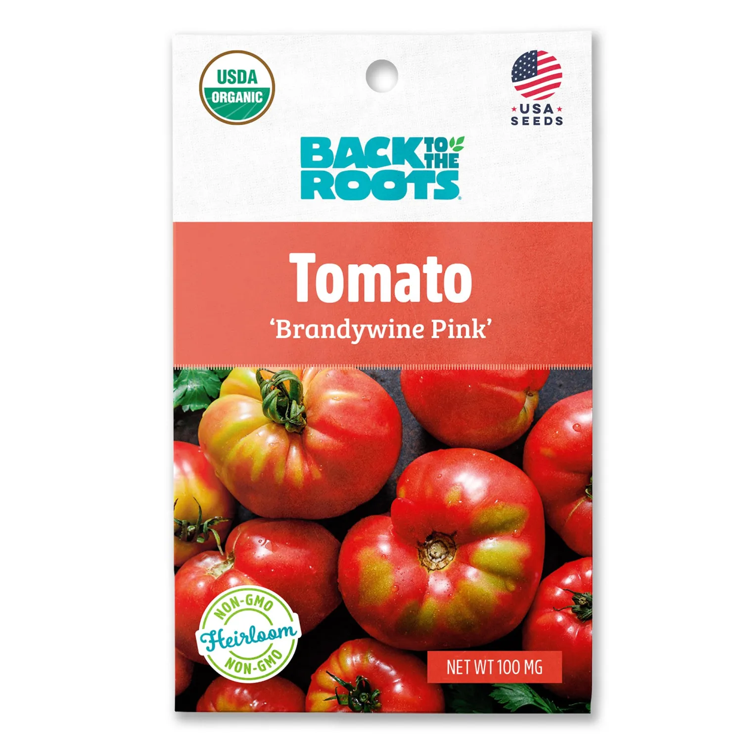 Back to the Roots - 100% Organic Seed Packet - Tomato 'Brandywine Pink' 140mg