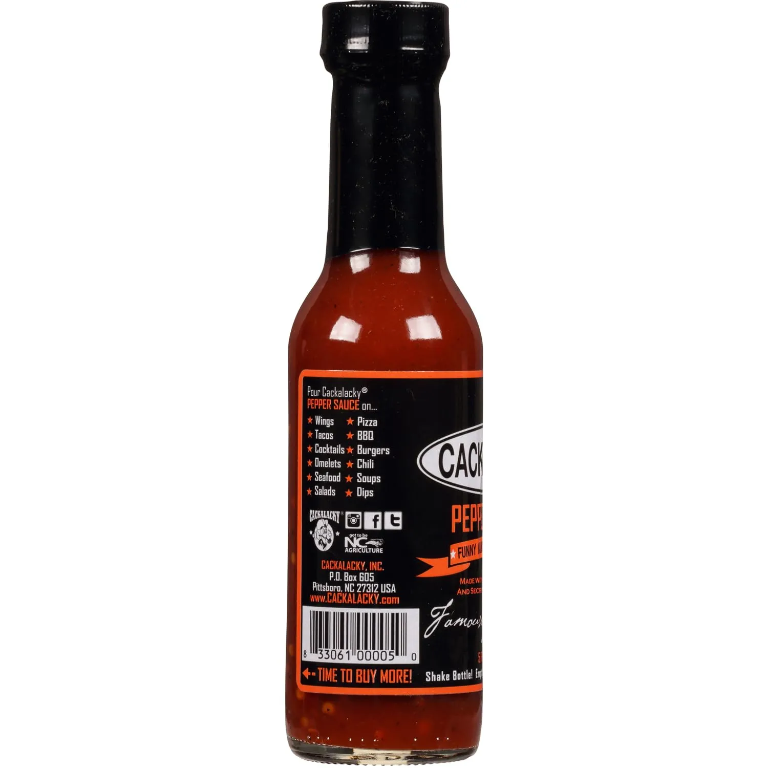 Cackalacky Famously Original Pepper Sauce - 5 oz Bottle - Fiery Hot & Spicy Red Chili Flavor, All-Natural Ingredients, Perfect for Grilling, Dipping, & Marinades
