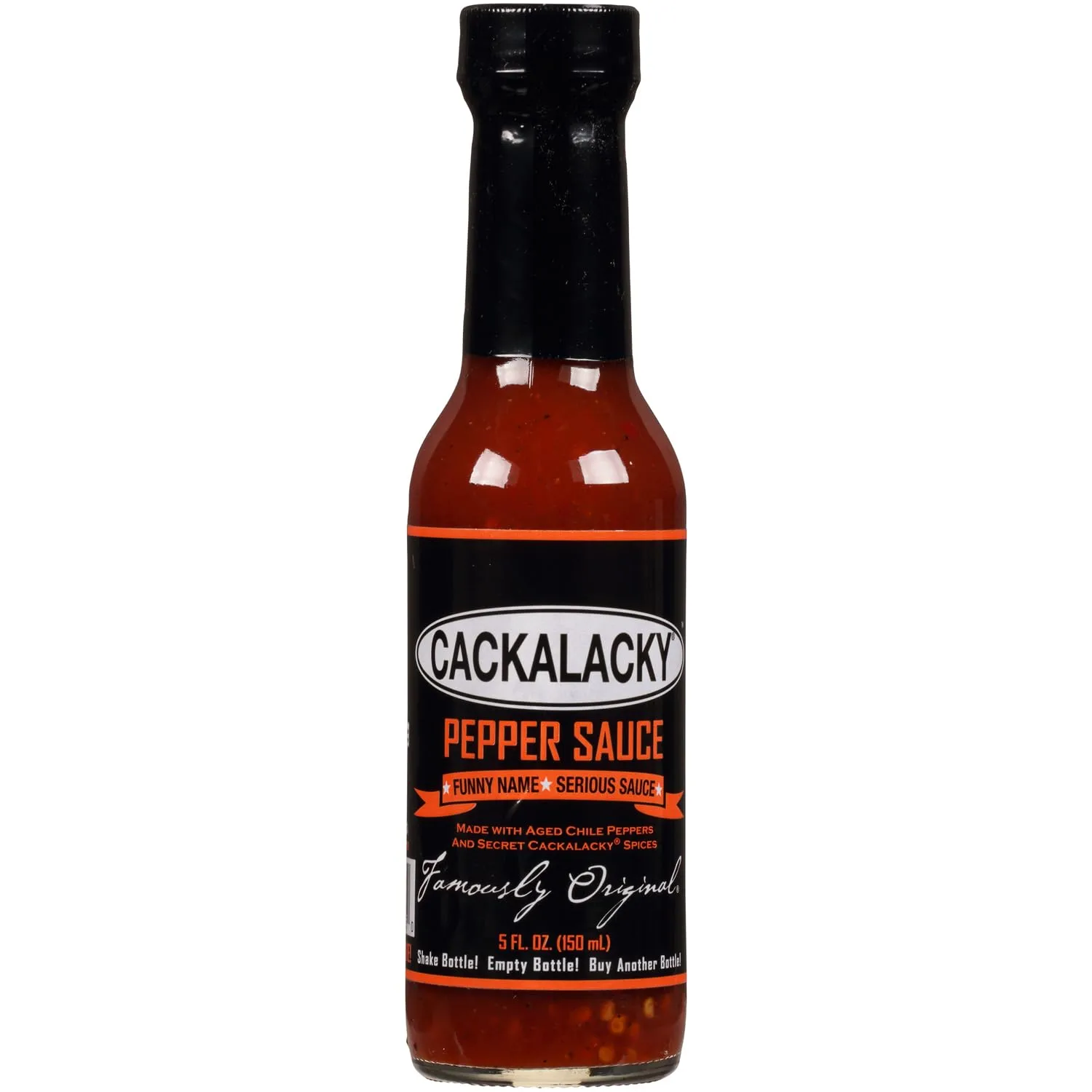 Cackalacky Famously Original Pepper Sauce - 5 oz Bottle - Fiery Hot & Spicy Red Chili Flavor, All-Natural Ingredients, Perfect for Grilling, Dipping, & Marinades