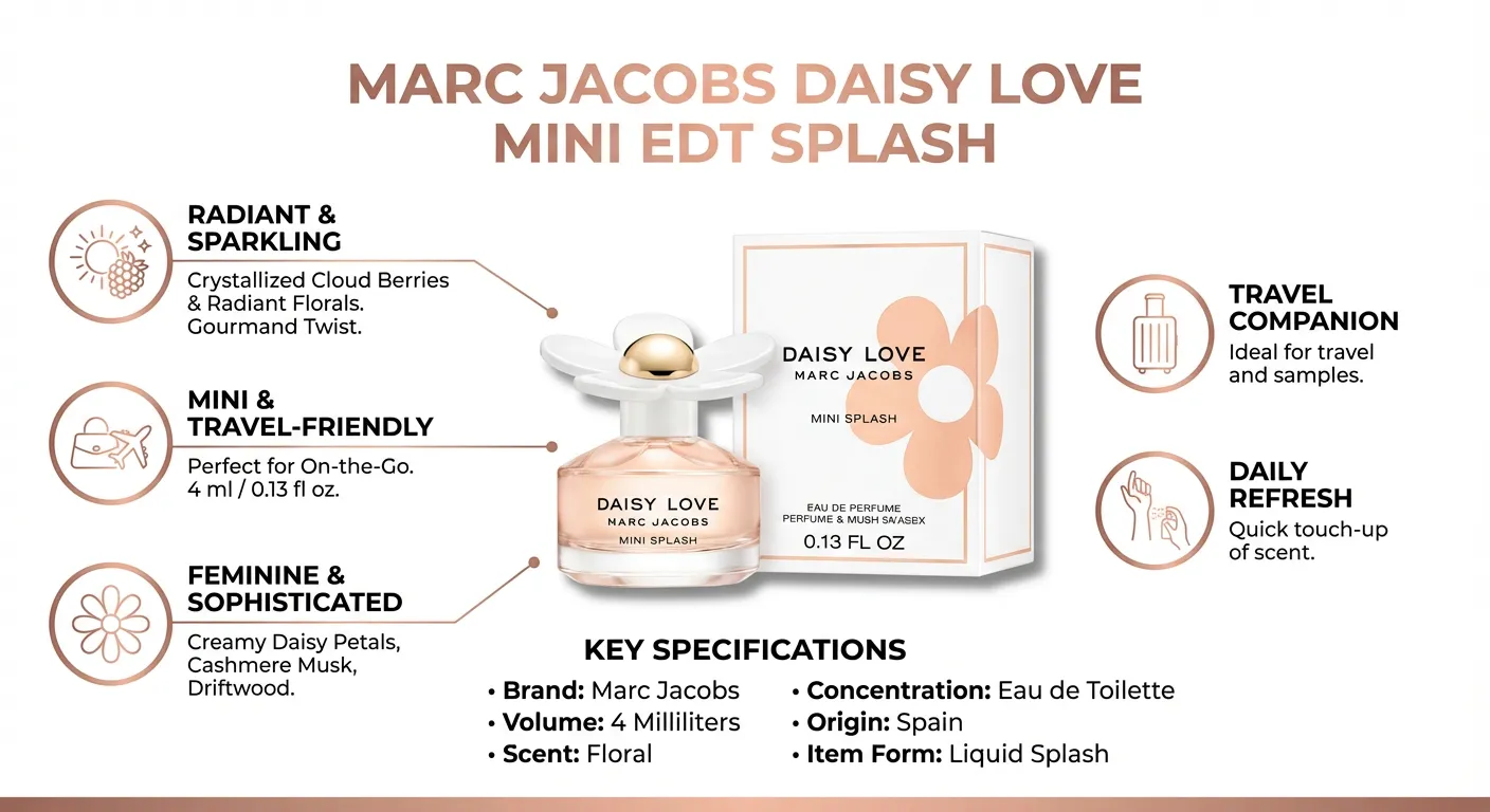 Marc Jacobs Daisy Love Perfume for Women Mini EDT Splash 0.13 Ounce