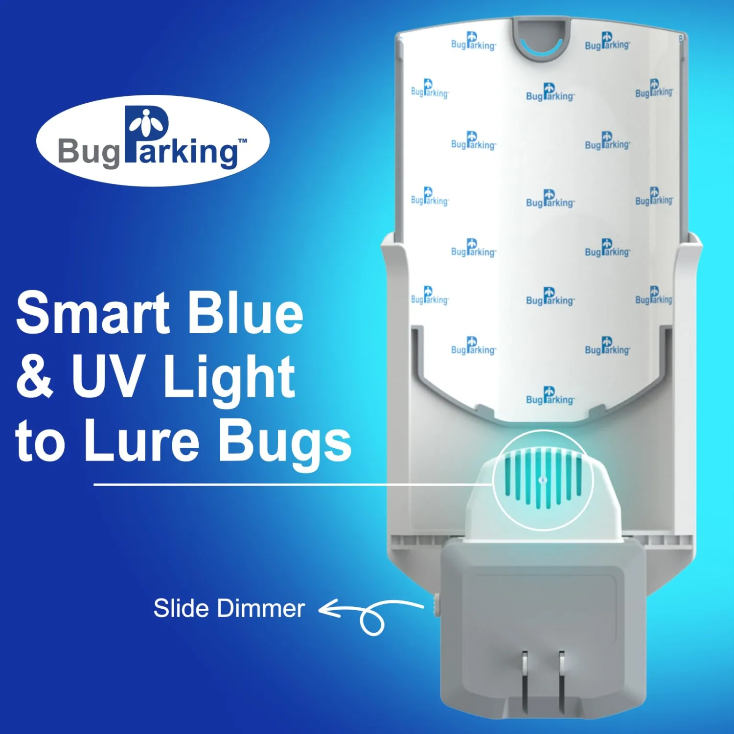 Flying Insect Trap for Indoors: Light Trap Captures Fruit Flies, Gnats, and Houseflies, Silent Bug Catcher with UV Light for Indoor-Plants, Kitchen, BUG PARKING 1 Plug-in Device + 1 Cartridge Refill