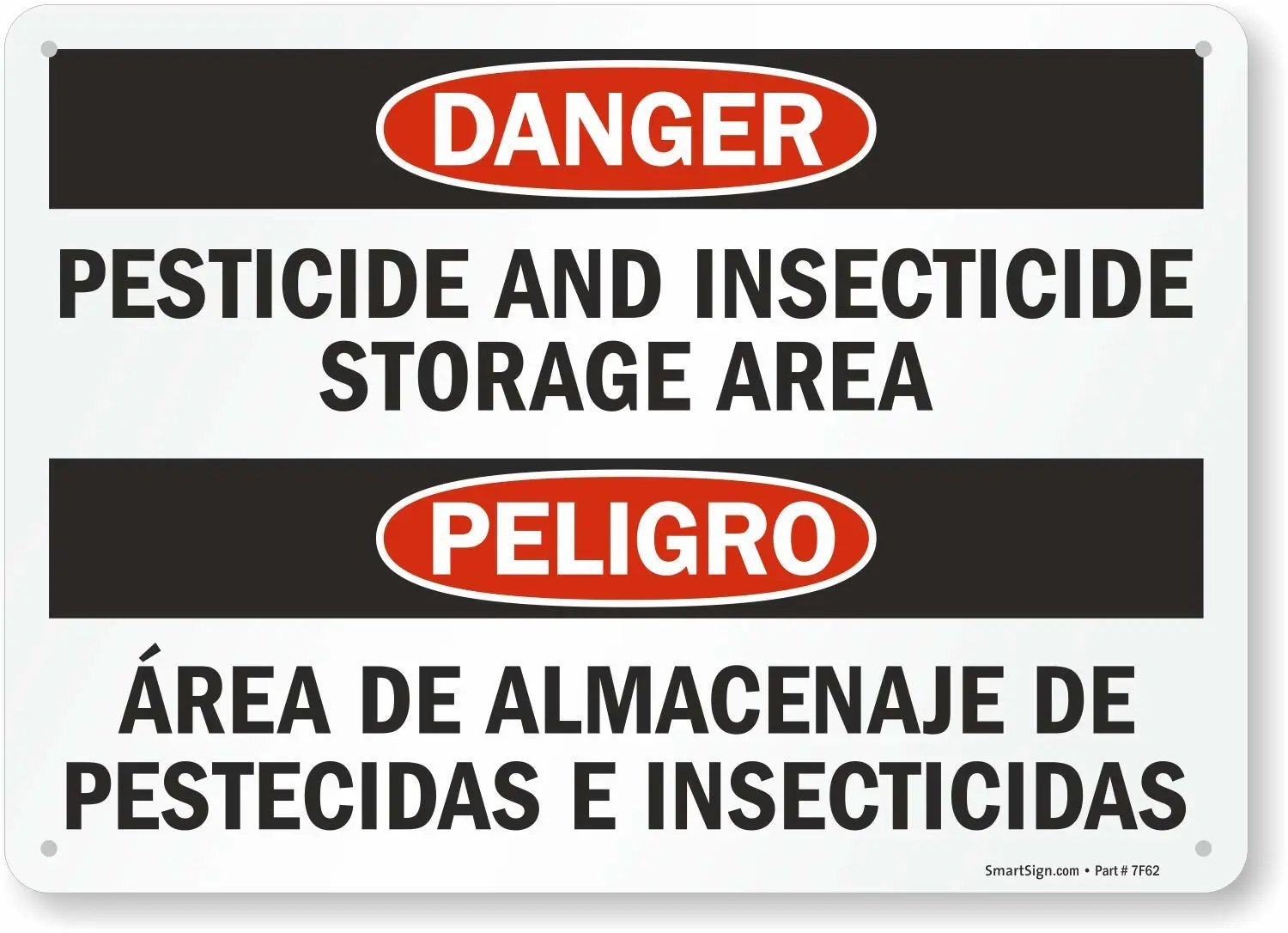 SmartSign-S-2857-PL-14 "Danger - Pesticide and Insecticide Storage Area" Bilingual Sign | 10" x 14" Plastic