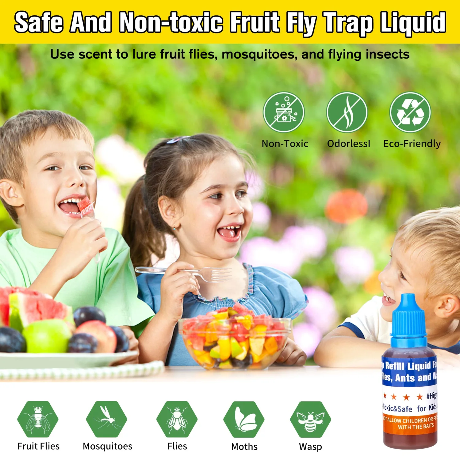 Fruit Fly Trap Refills Liquid Only, Fruit Fly Traps for Indoors,Ready-to-Use Gnats Killer Indoor Trap,Gnat Catcher for Home Kitchen(4 Pack)