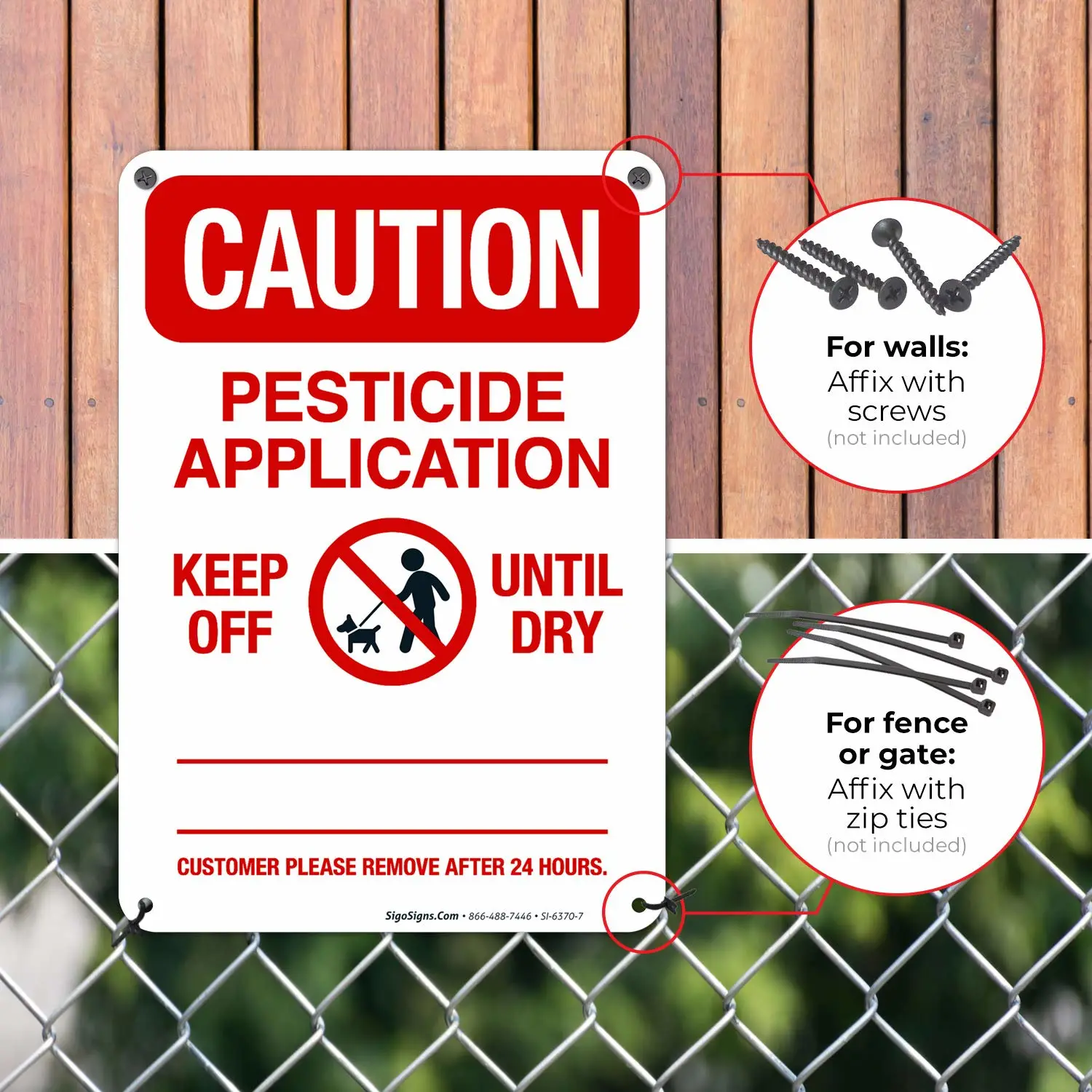 Sigo Signs Pesticide Application Sign, (SI-6370) 10x7 Inches, 55 mil Thick HDPS (high Density polystyrene), Made in USA