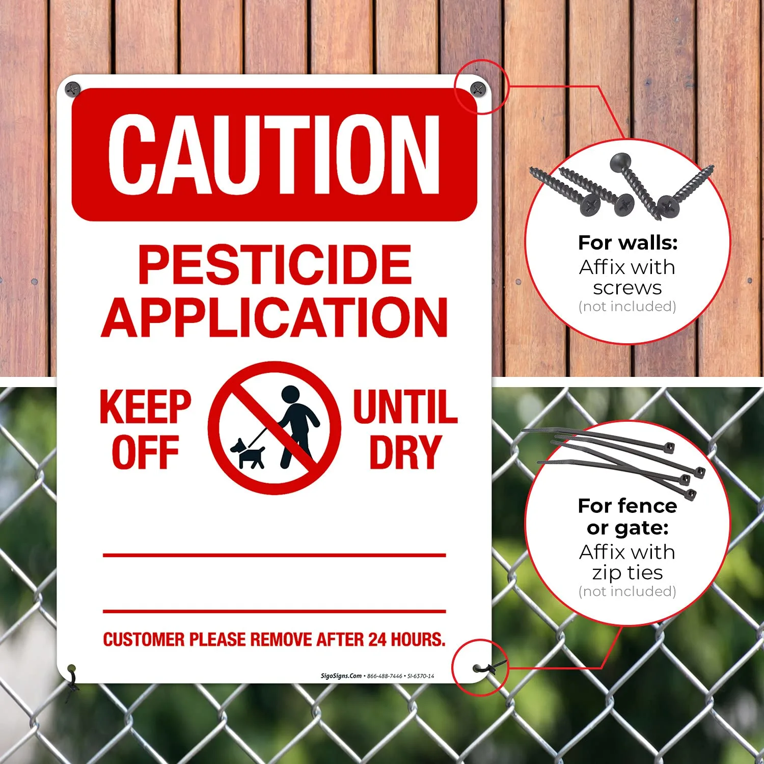 Sigo Signs, Pesticide Application Sign, (SI-6370) 10x14 Inches, 55 mil Thick HDPS (high Density polystyrene), Made in USA