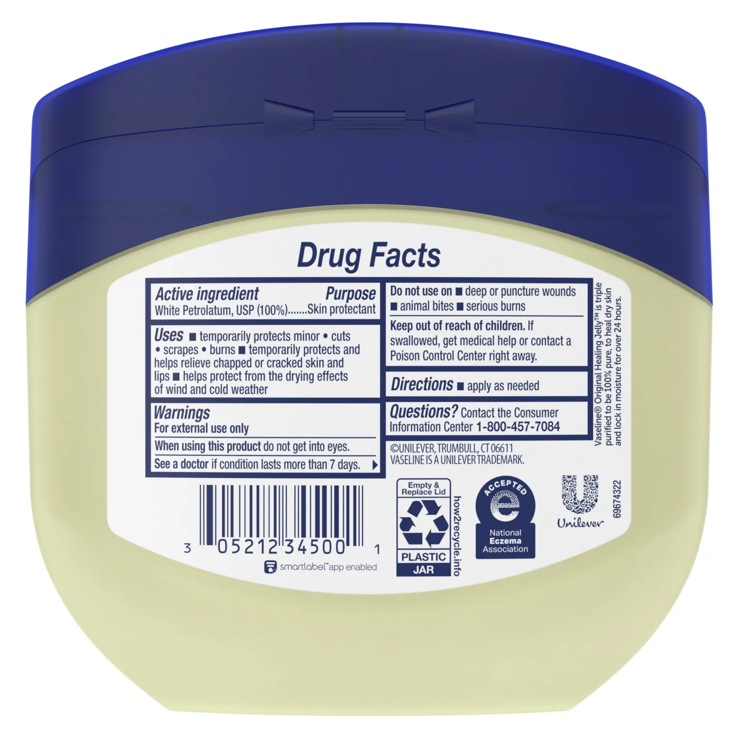 Vaseline Healing Jelly Original White Petroleum Jelly Protectant For Dry Cracked Skin and Eczema Relief Pure Petroleum Jelly 13 oz