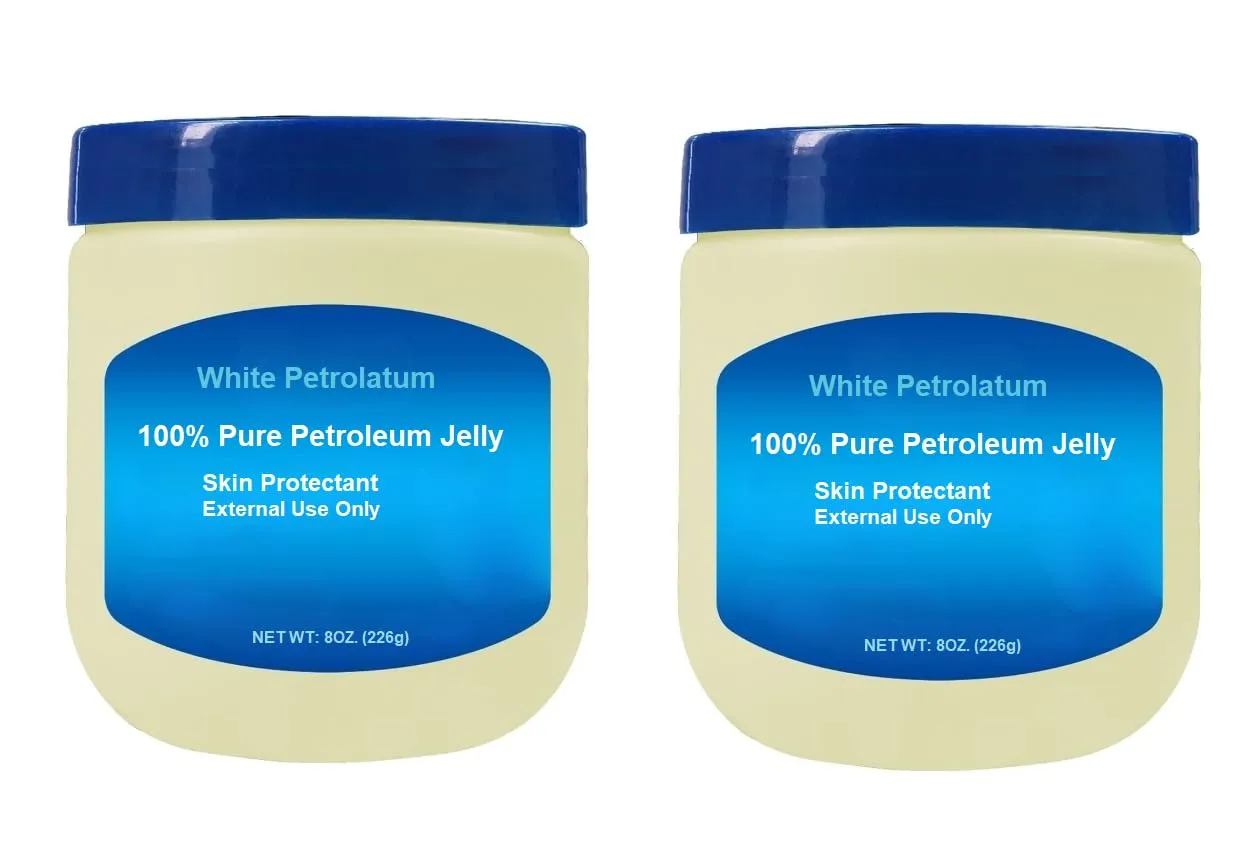 2/Pack White Petroleum Jelly 8 oz. Power Moisturizer Skin Protection Dry Skin, Soothing, Burns, Chaffed Skin & Diaper Rash
