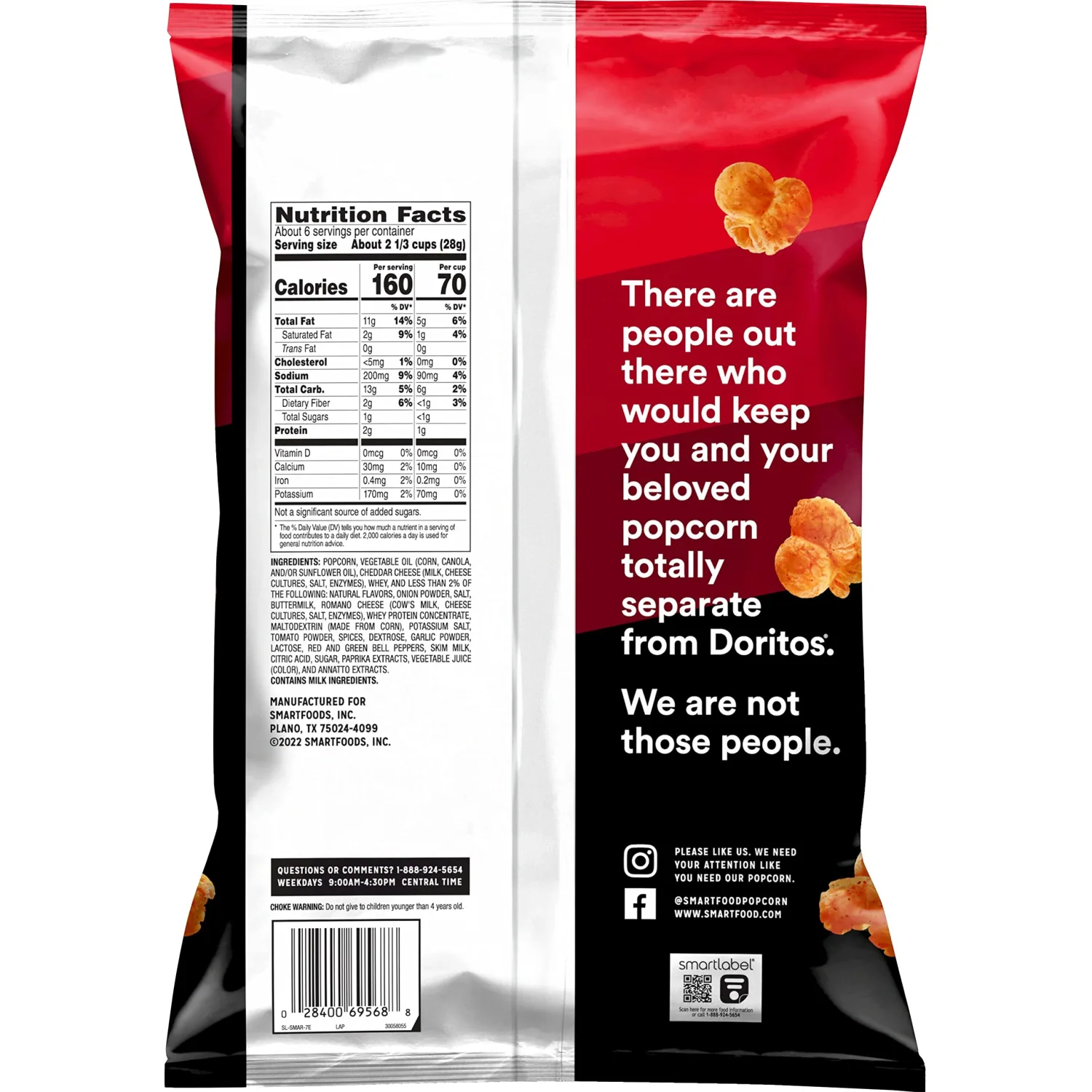 Smartfood Doritos Nacho Cheese Popcorn 6.25oz
