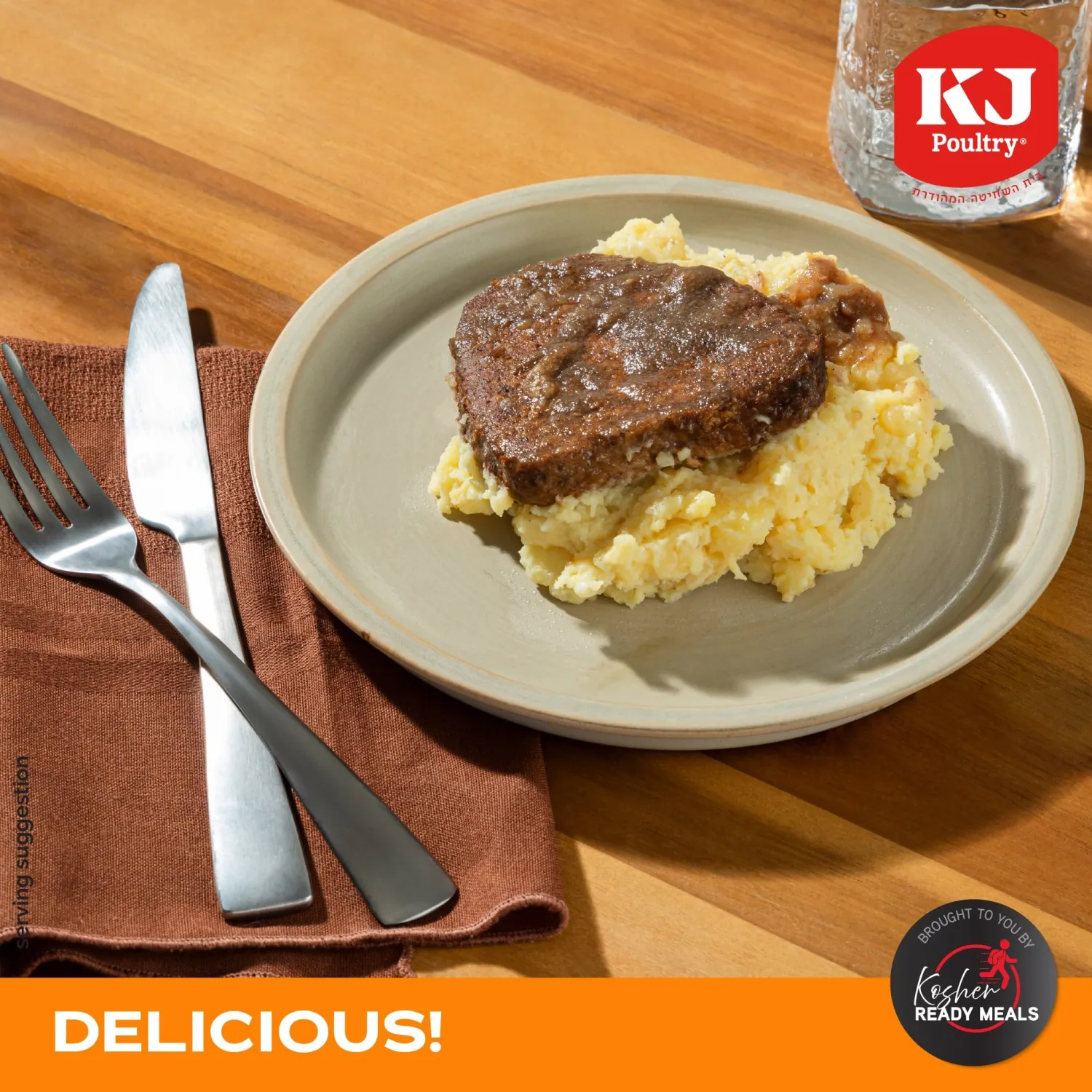 KJ Poultry Kosher Ready Meals - Meatloaf & Mashed Potato, MRE Meals Ready to Eat (1 Pack) Prepared Entree Fully Cooked, Shelf Stable Microwave Dinner Travel, Military, Camping, Emergency Survival