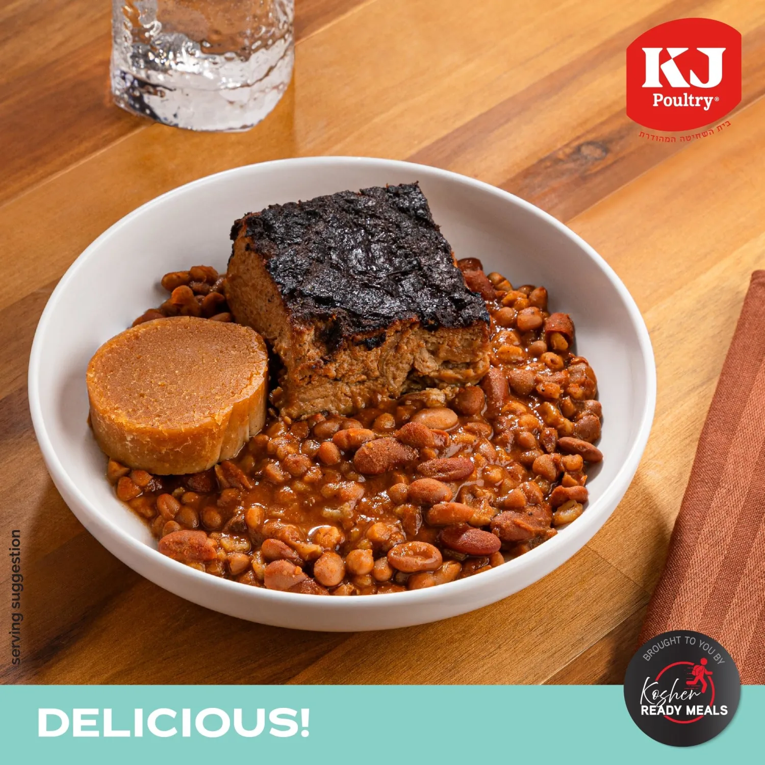 KJ Poultry Kosher Parve Ready Meals - Cholent MRE Meals Ready to Eat, Halal, (1 Pack) Prepared Entree Fully Cooked, Shelf Stable Microwave Dinner Travel, Military, Camping, Emergency Survival