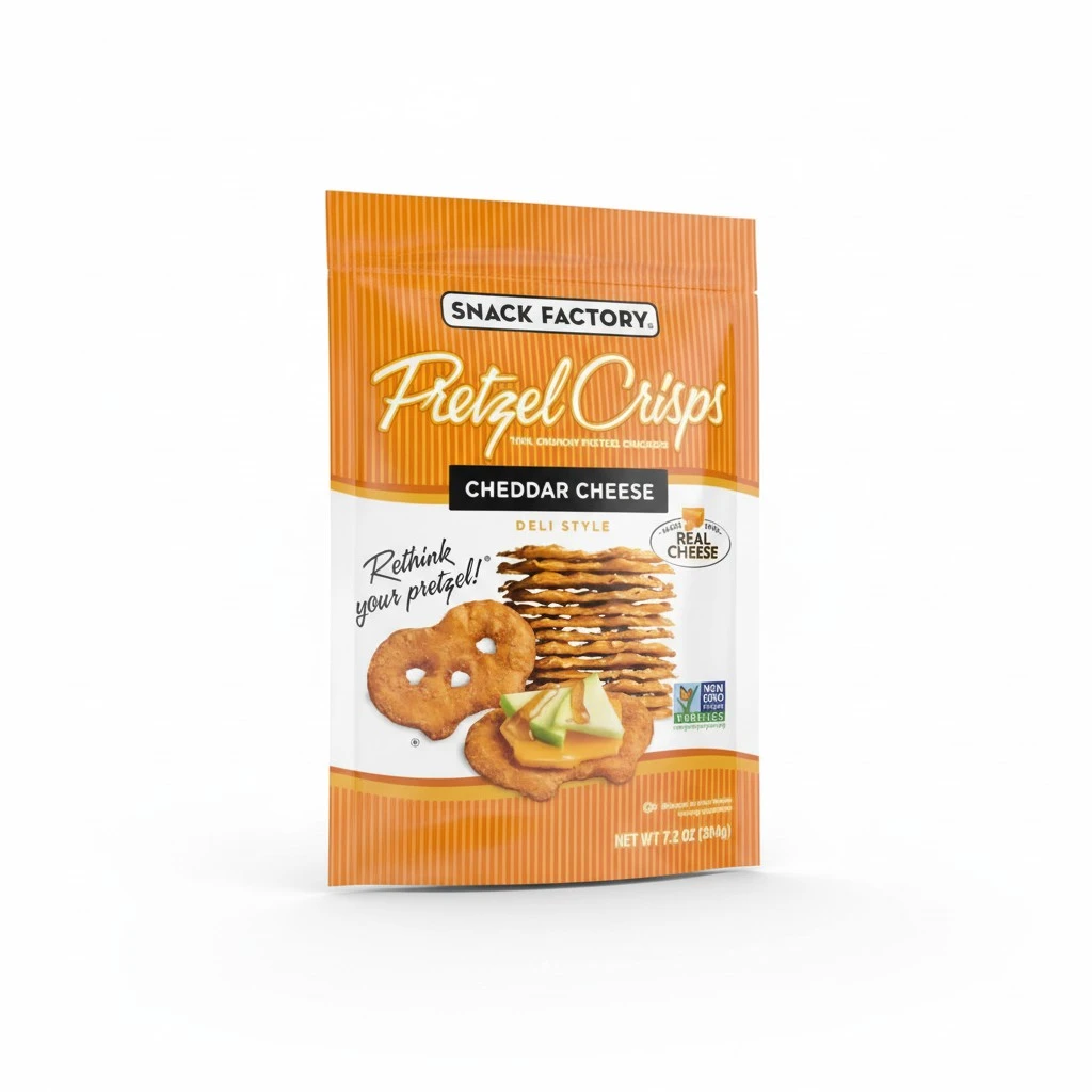 Snack Factory Pretzel Crisps, Cheddar Cheese, 7.2 Oz