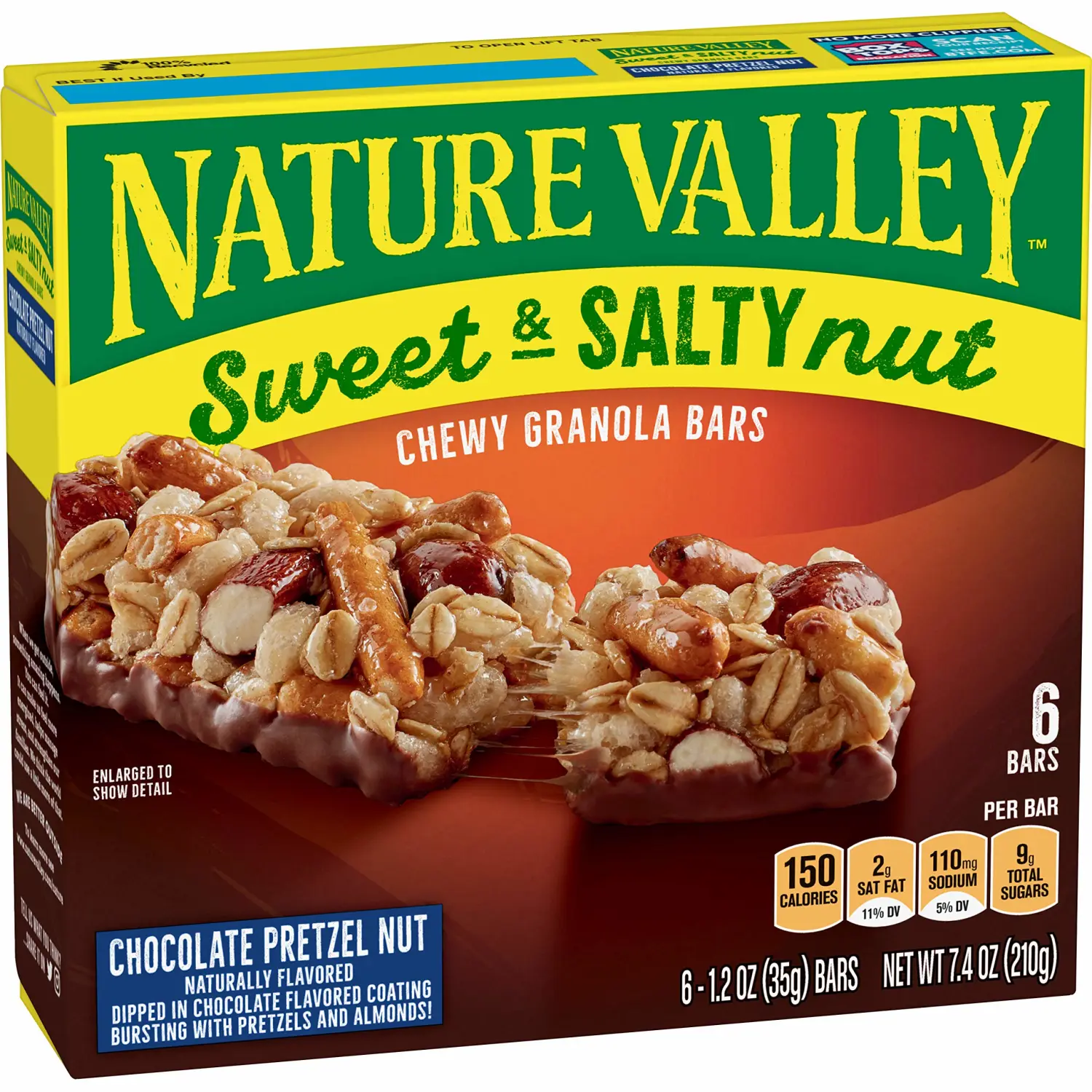 Nature Valley Granola Bars, Sweet and Salty Nut, Chocolate Pretzel, 6 Bars, 7.4 OZ