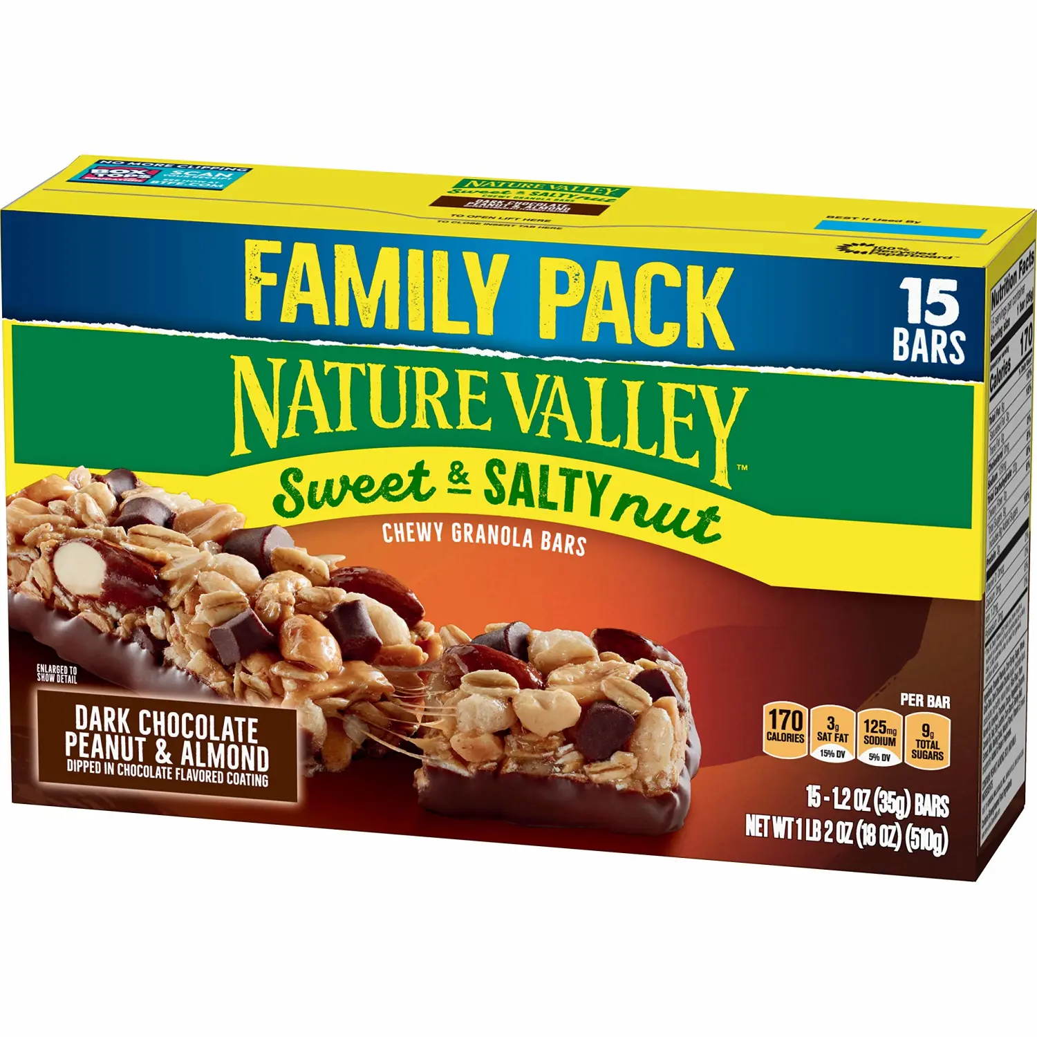Nature Valley Sweet & Salty Nut Dark Chocolate Peanut & Almond Granola Bars, 15 Ounce