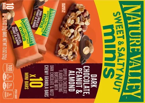 Nature Valley Mini Granola Bars, Sweet and Salty Nut, Dark Chocolate Peanut Almond, 10 Bars, 7.5 OZ