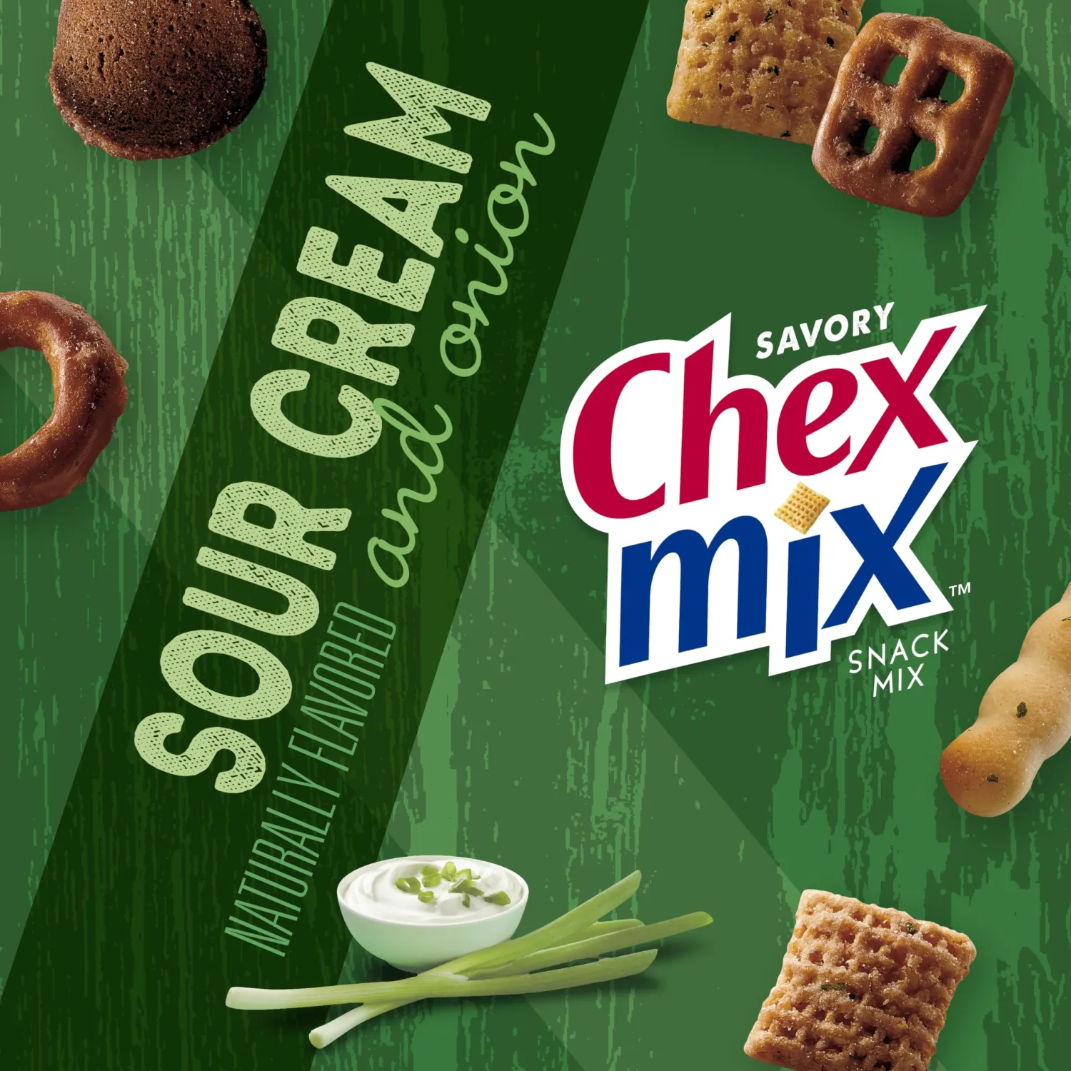 Chex Mix Snack Mix, Sour Cream and Onion, 8 oz Bag