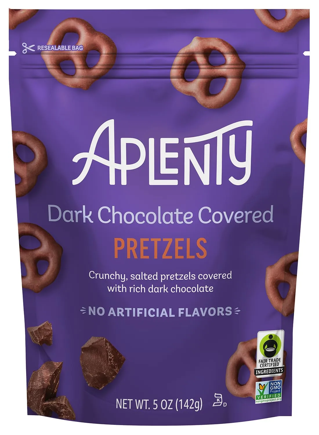 Amazon Brand, Aplenty Dark Chocolate Pretzels, 5 Oz