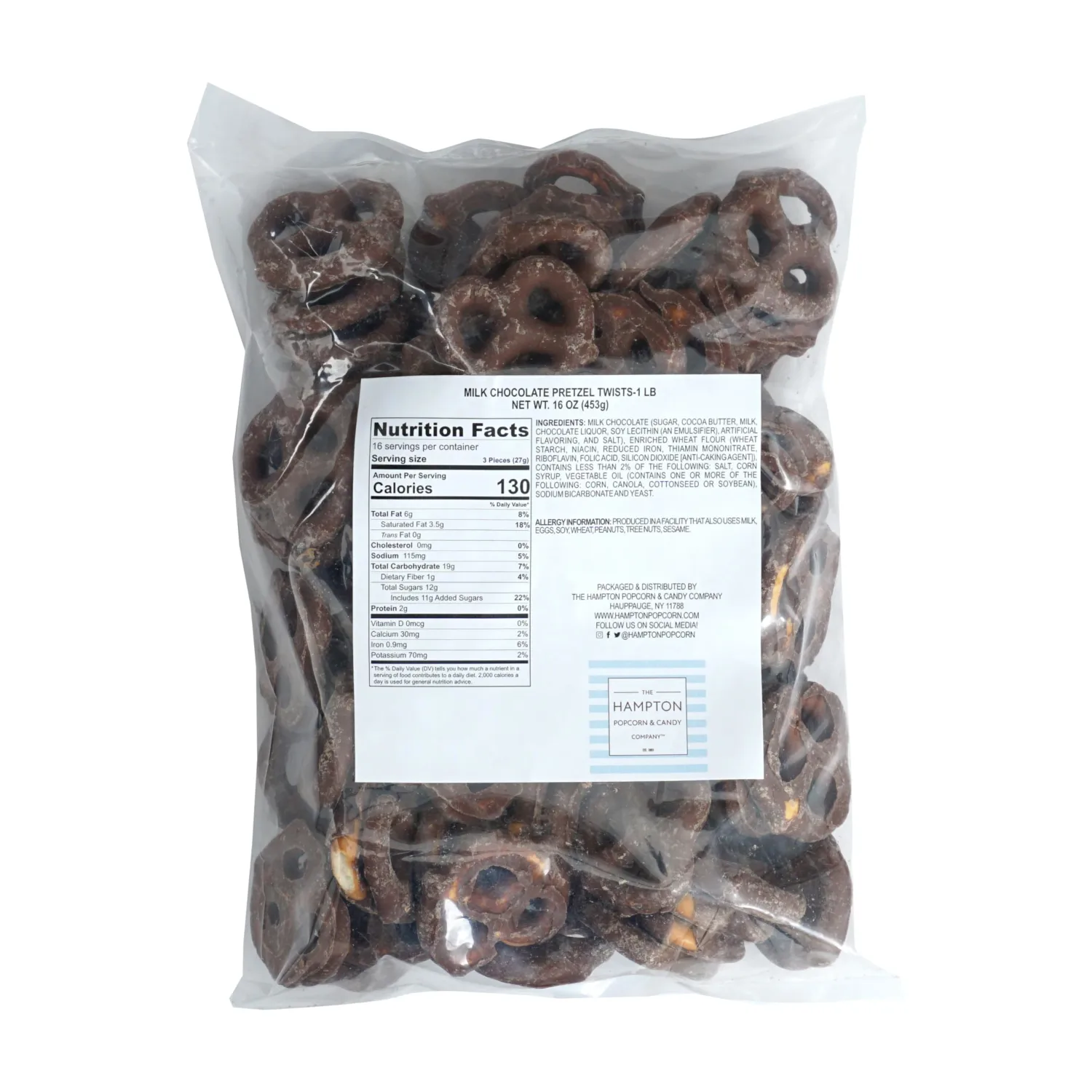 Milk Chocolate Covered Pretzels Twists, 1 Pound Bulk Bag Chocolate Pretzels